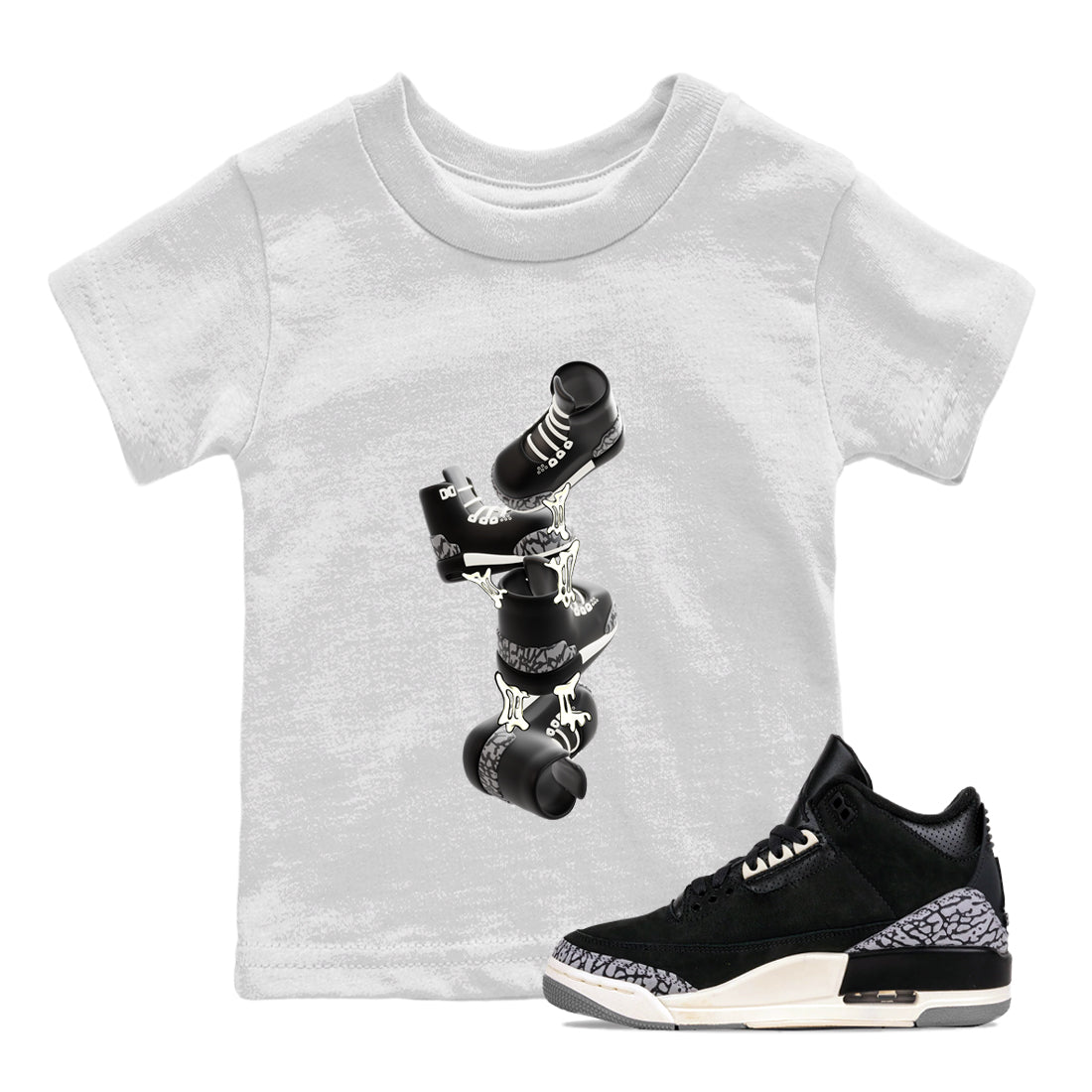 Gum Stuck On Shoes snkmatch Tee Kids - Air Jordan 3 Off Noir