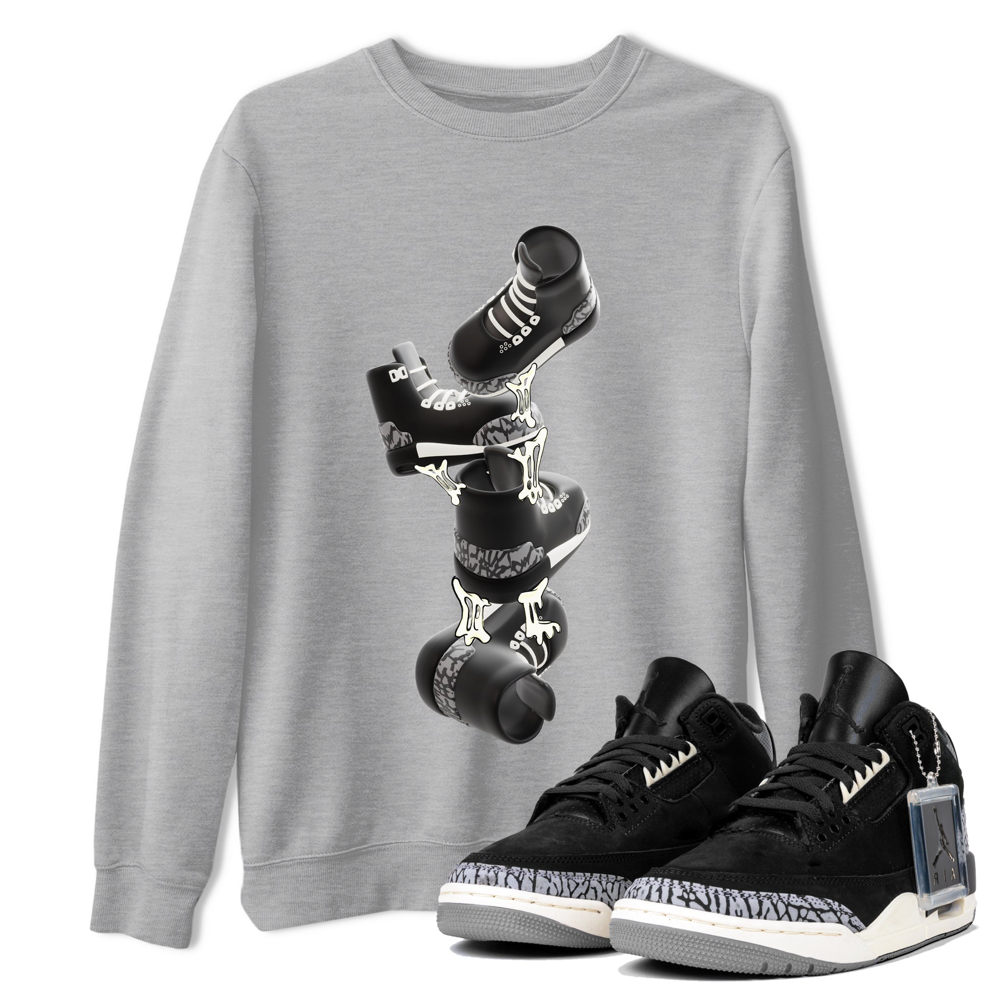 Gum Stuck On Shoes snkmatch Tee - Air Jordan 3 Off Noir