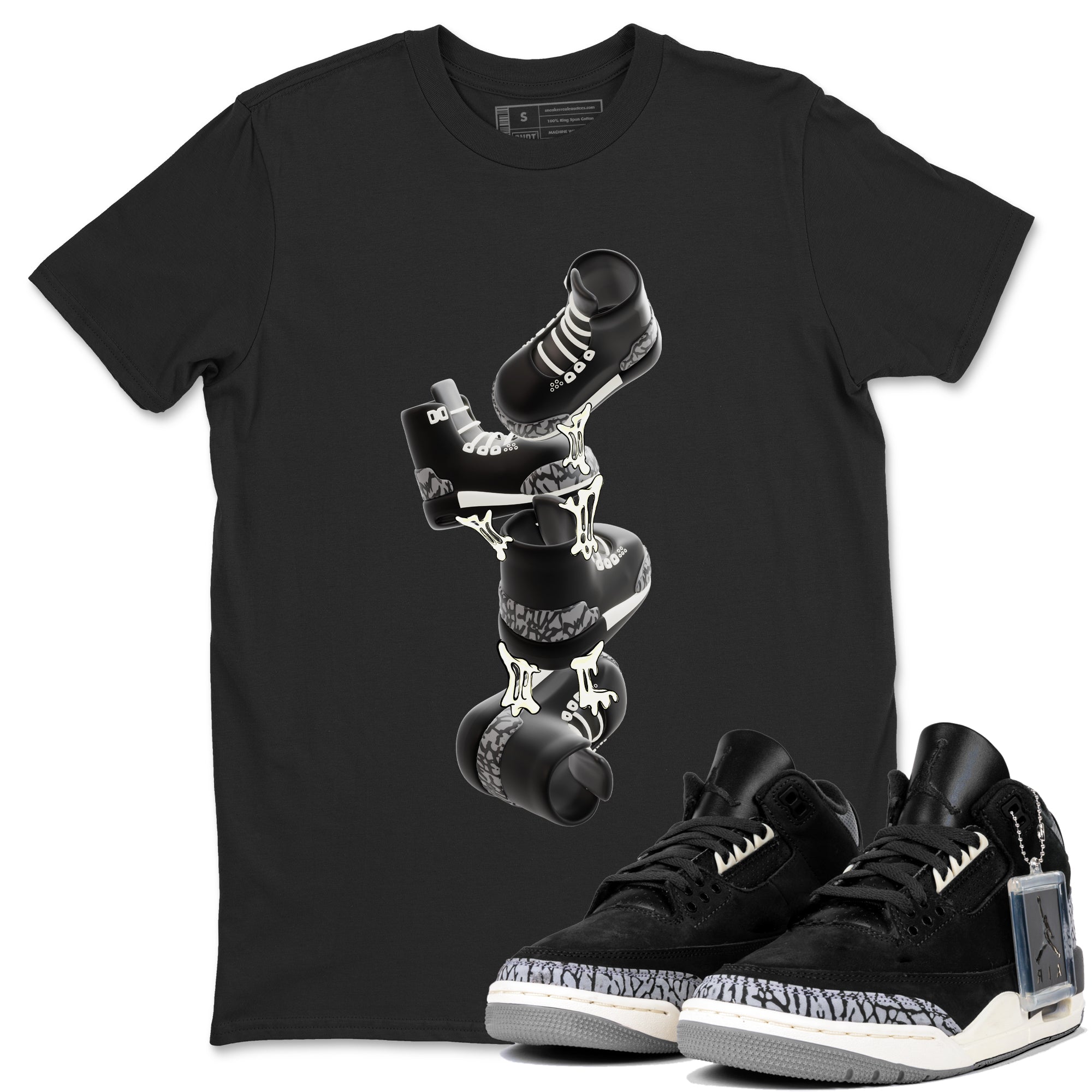 Gum Stuck On Shoes snkmatch Tee - Air Jordan 3 Off Noir