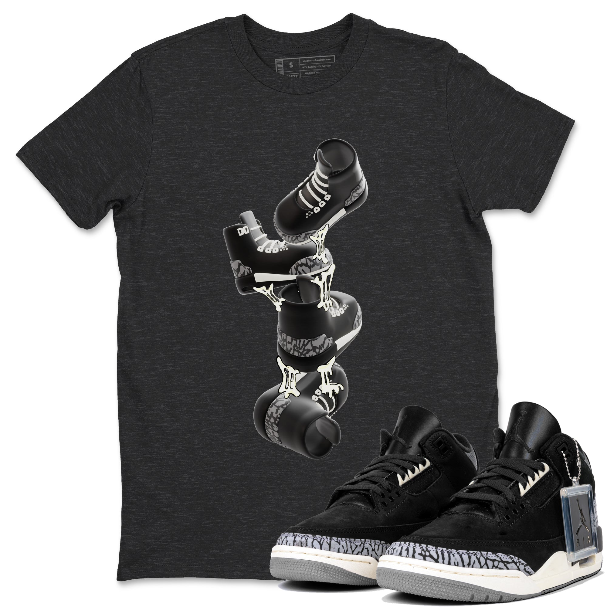 Gum Stuck On Shoes snkmatch Tee - Air Jordan 3 Off Noir
