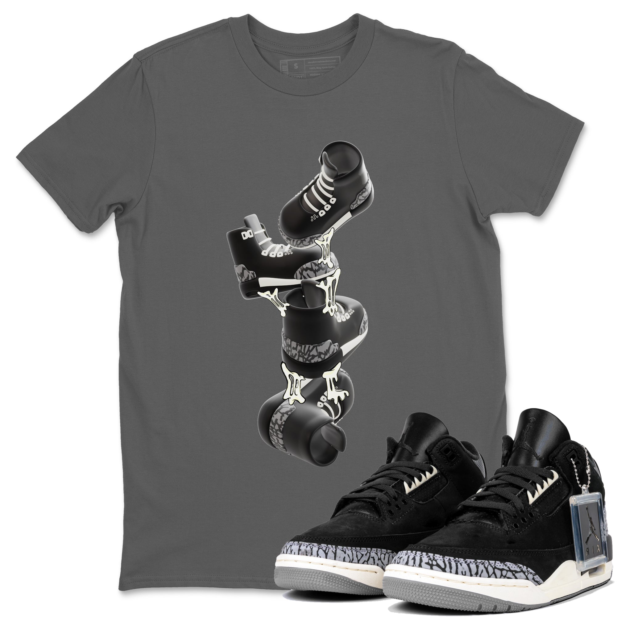 Gum Stuck On Shoes snkmatch Tee - Air Jordan 3 Off Noir
