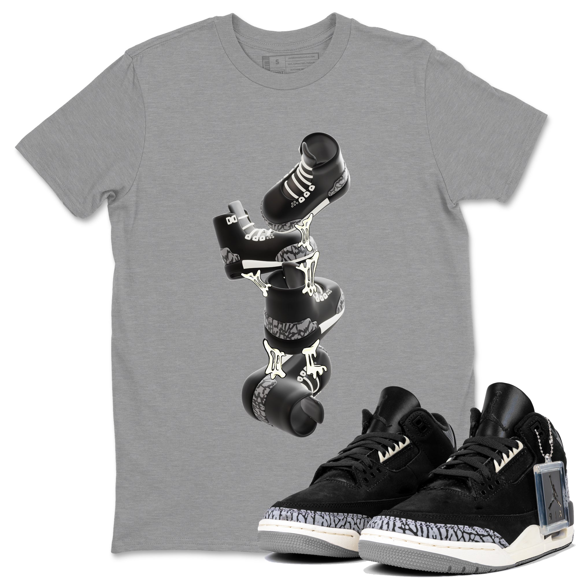 Gum Stuck On Shoes snkmatch Tee - Air Jordan 3 Off Noir