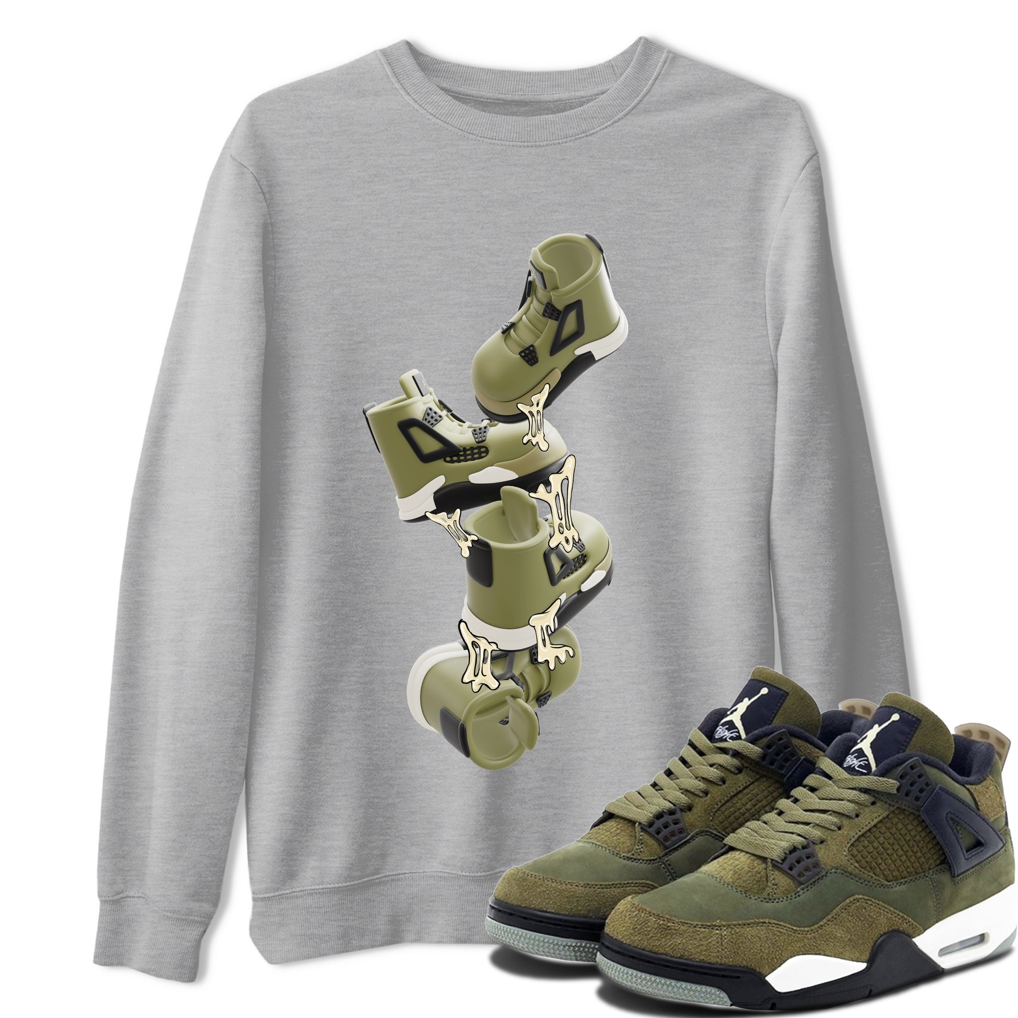 Gum Stuck On Shoes snkmatch Tee - Air Jordan 4 Medium Olive