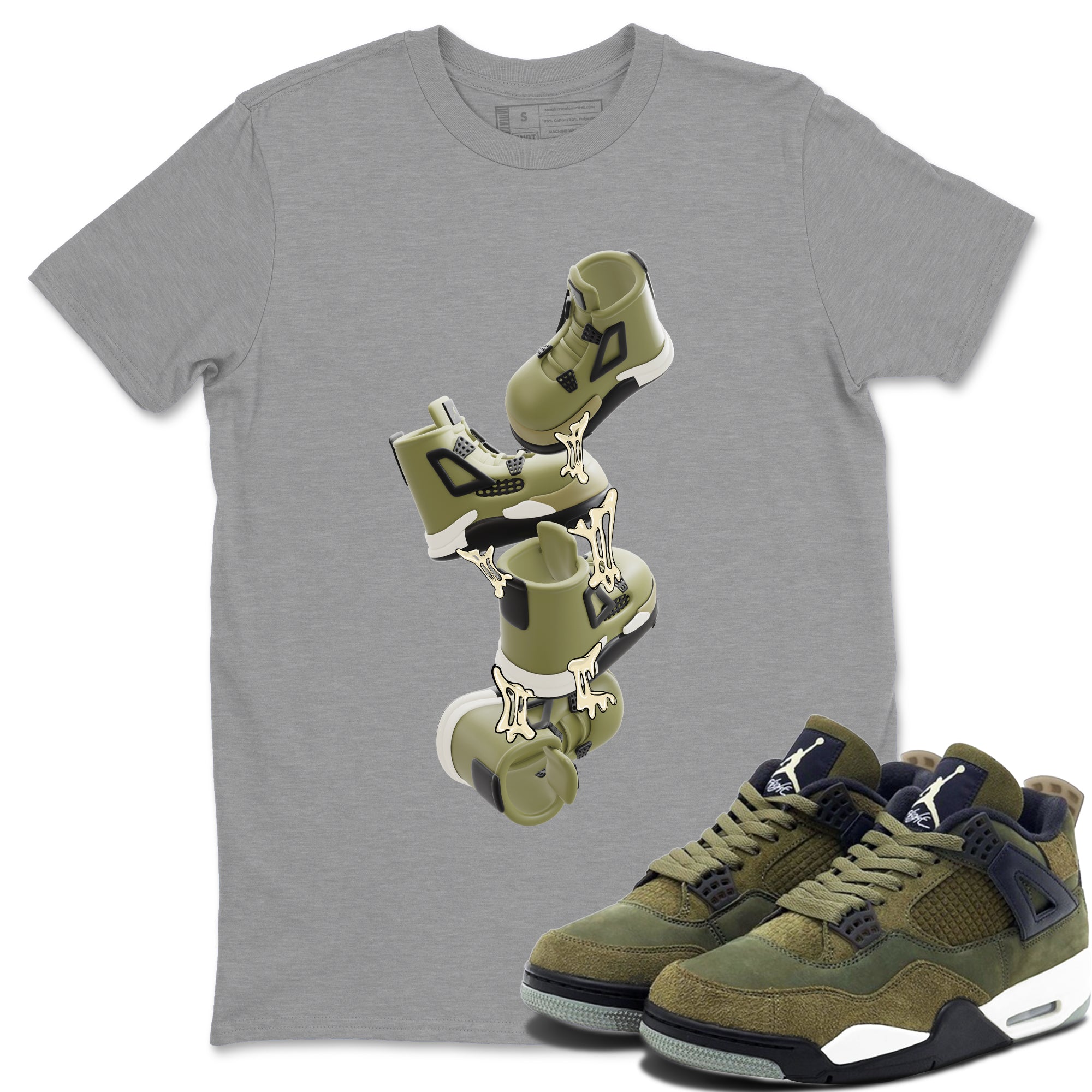 Gum Stuck On Shoes snkmatch Tee - Air Jordan 4 Medium Olive