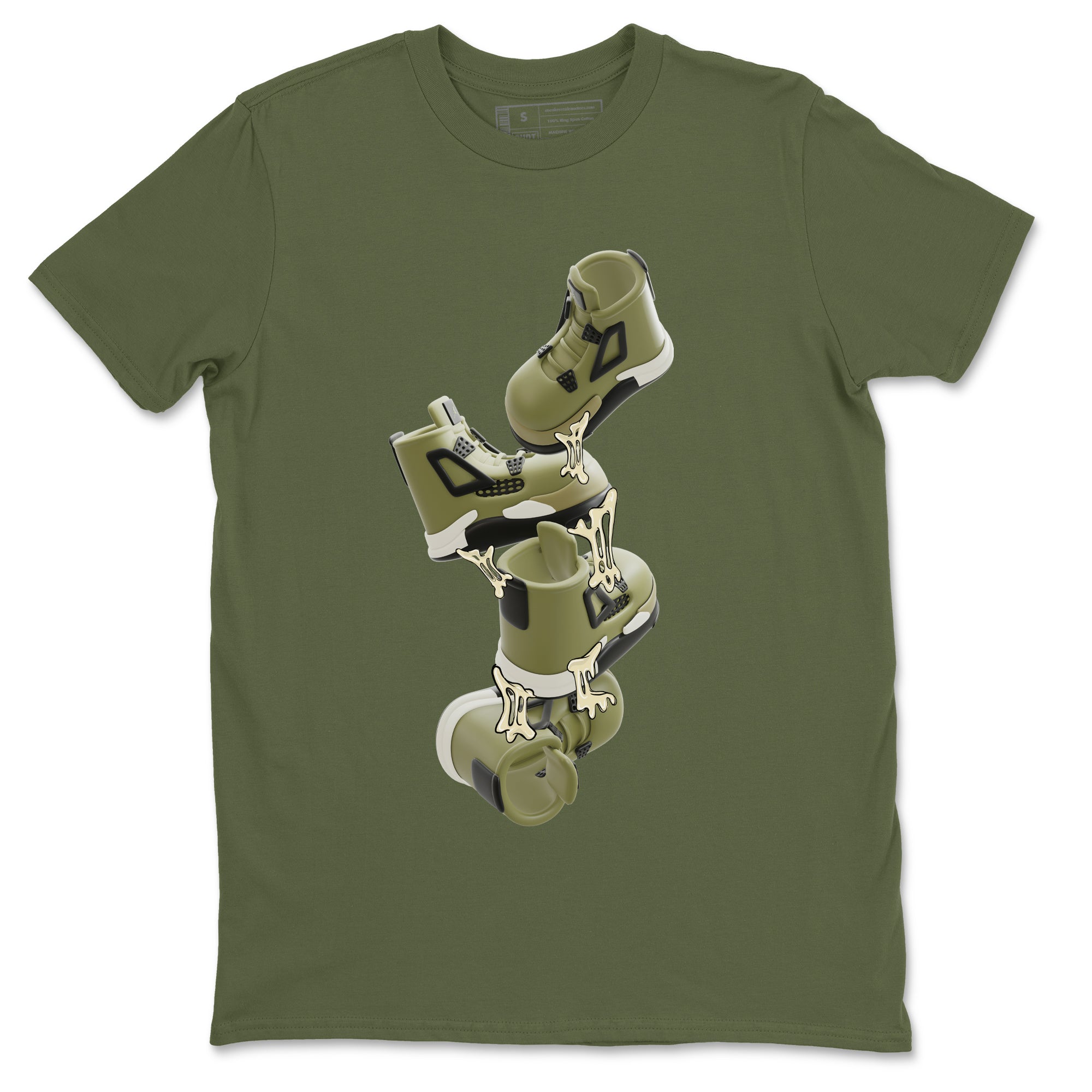 Gum Stuck On Shoes snkmatch Tee - Air Jordan 4 Medium Olive