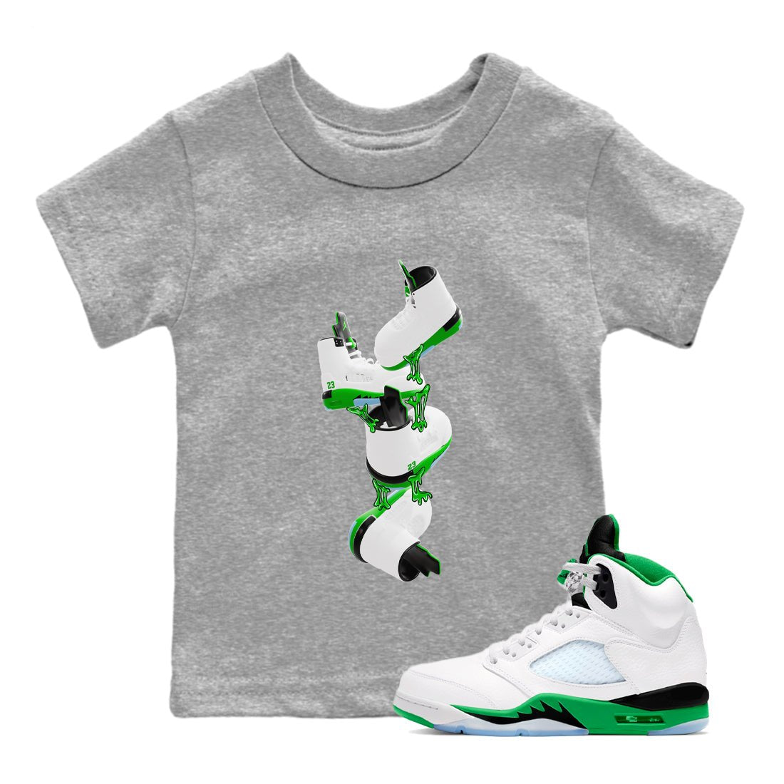 Gum Stuck On Shoes snkmatch Tee Kids - Air Jordan 5 Lucky Green