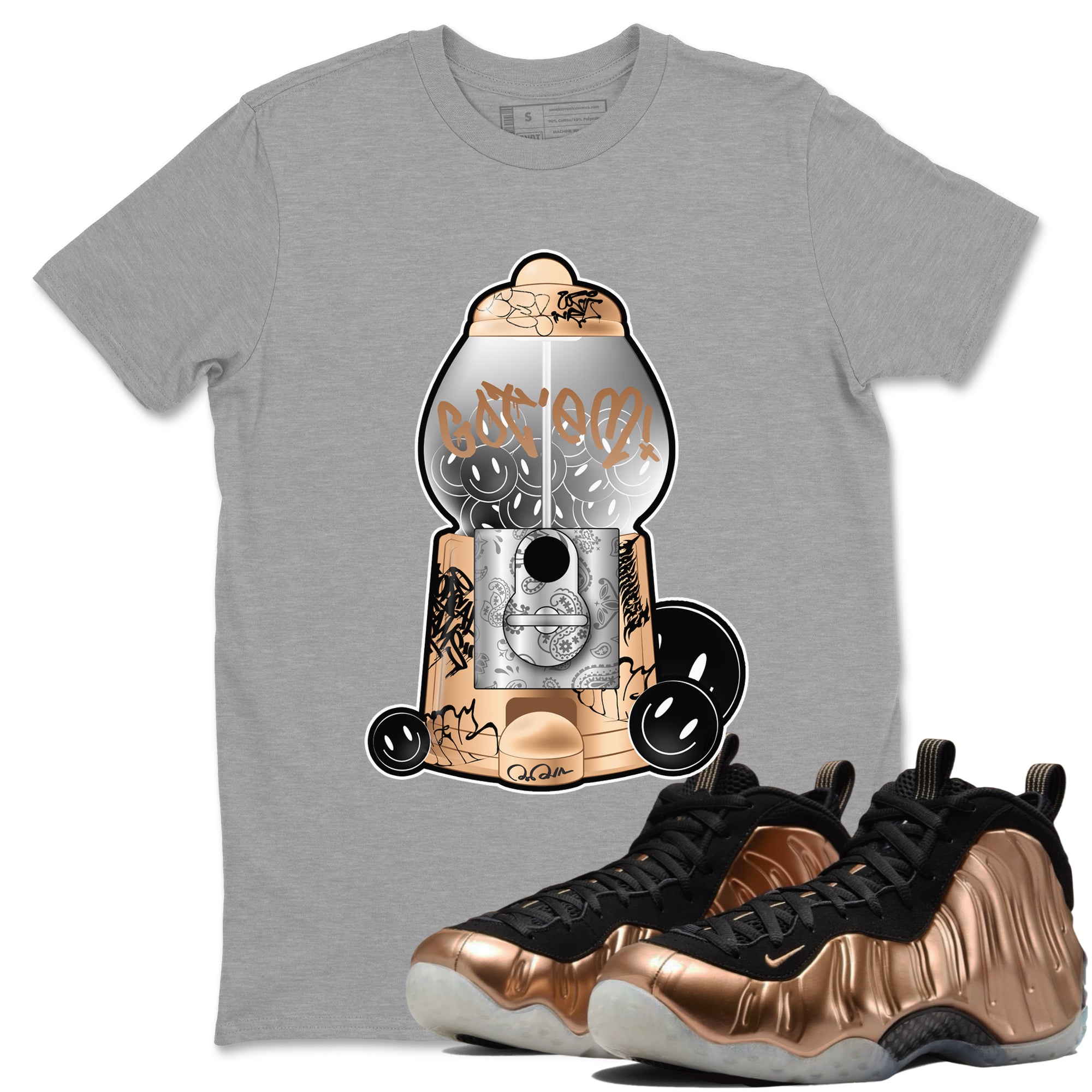 Gumball Machine snkmatch Tees - Air Foamposite One Metallic Copper