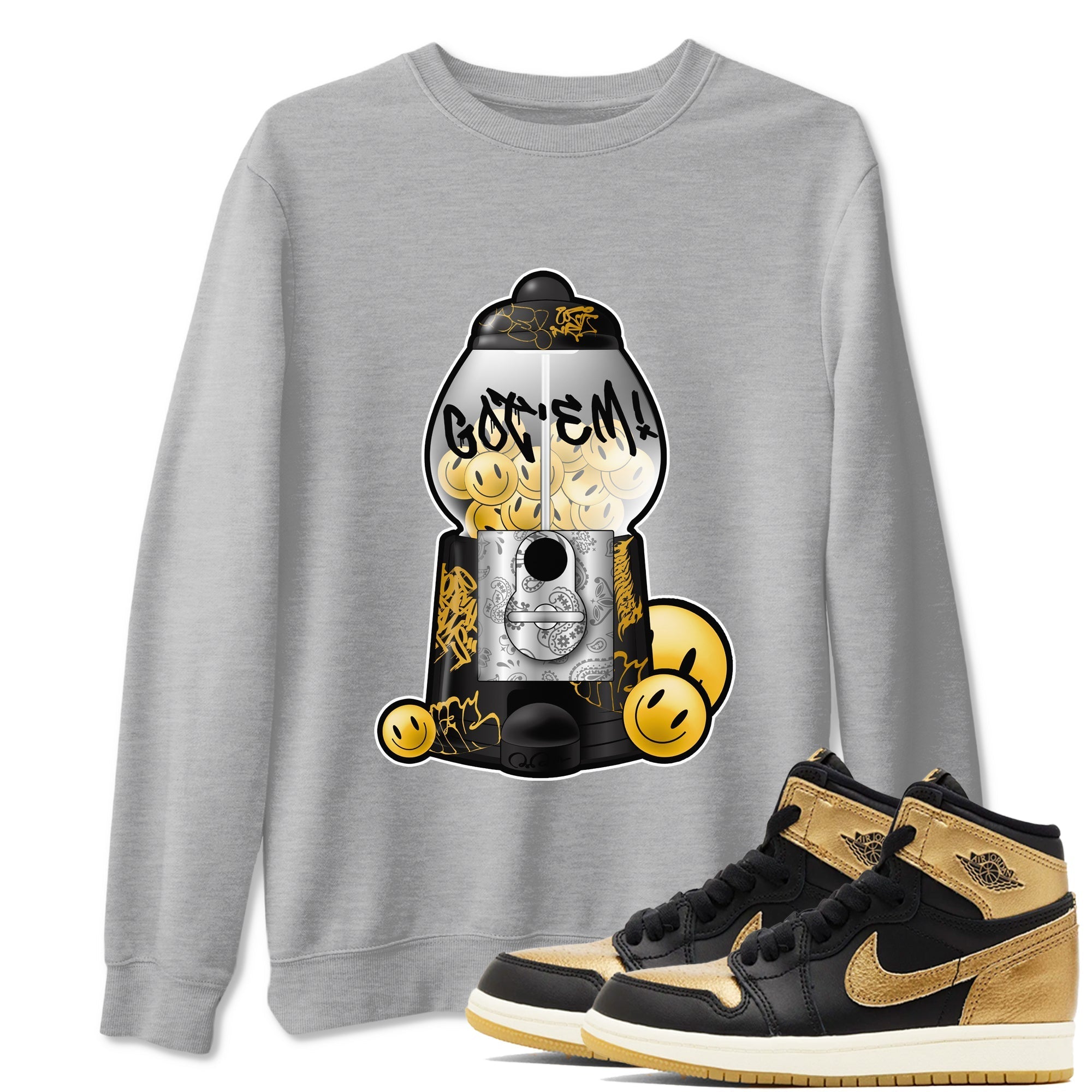 Gumball Machine snkmatch Tees - Air Jordan 1 Black Metallic Gold