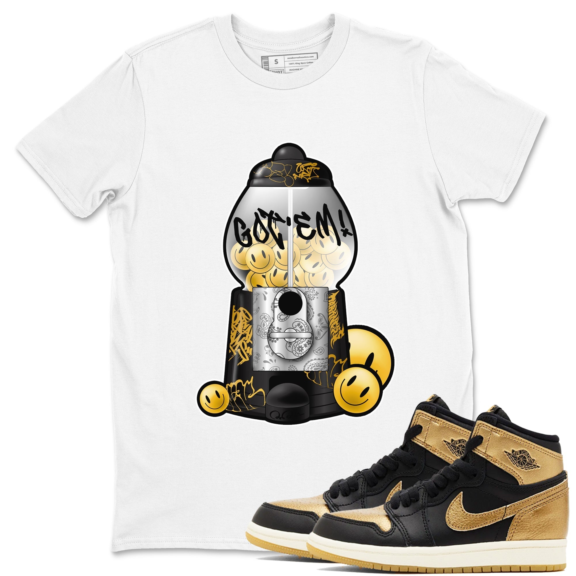 Gumball Machine snkmatch Tees - Air Jordan 1 Black Metallic Gold