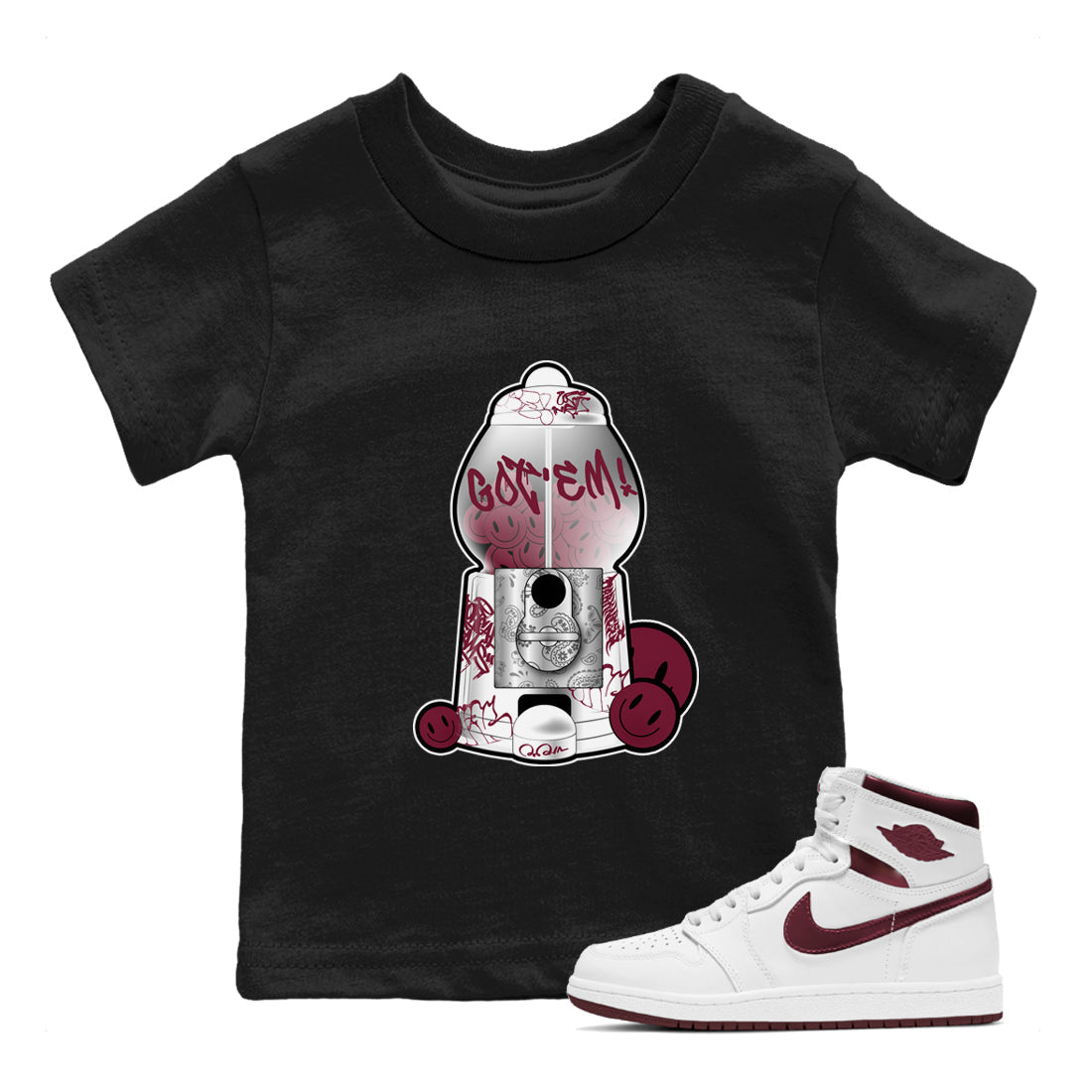 Gumball Machine snkmatch Tee Kids - Air Jordan 1 Metallic Burgundy