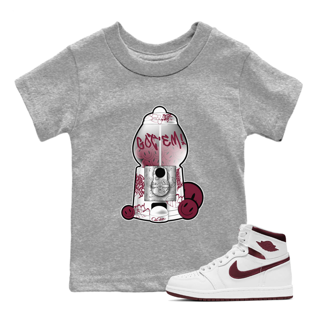 Gumball Machine snkmatch Tee Kids - Air Jordan 1 Metallic Burgundy