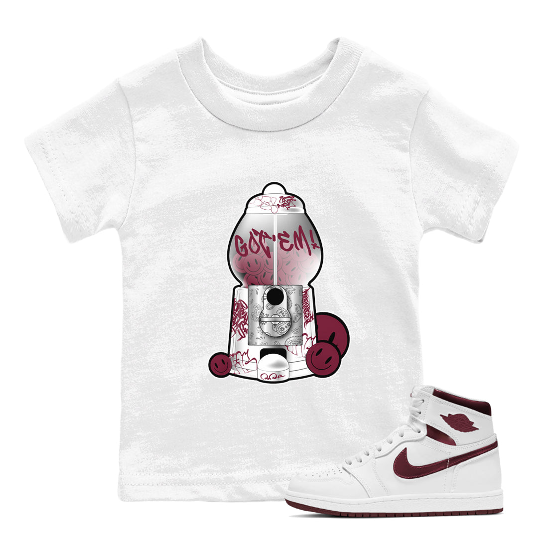 Gumball Machine snkmatch Tee Kids - Air Jordan 1 Metallic Burgundy