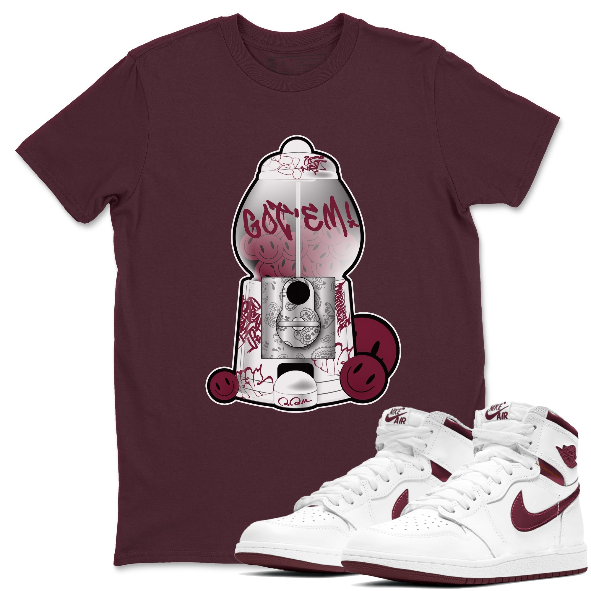 Gumball Machine snkmatch Tee - Air Jordan 1 Metallic Burgundy