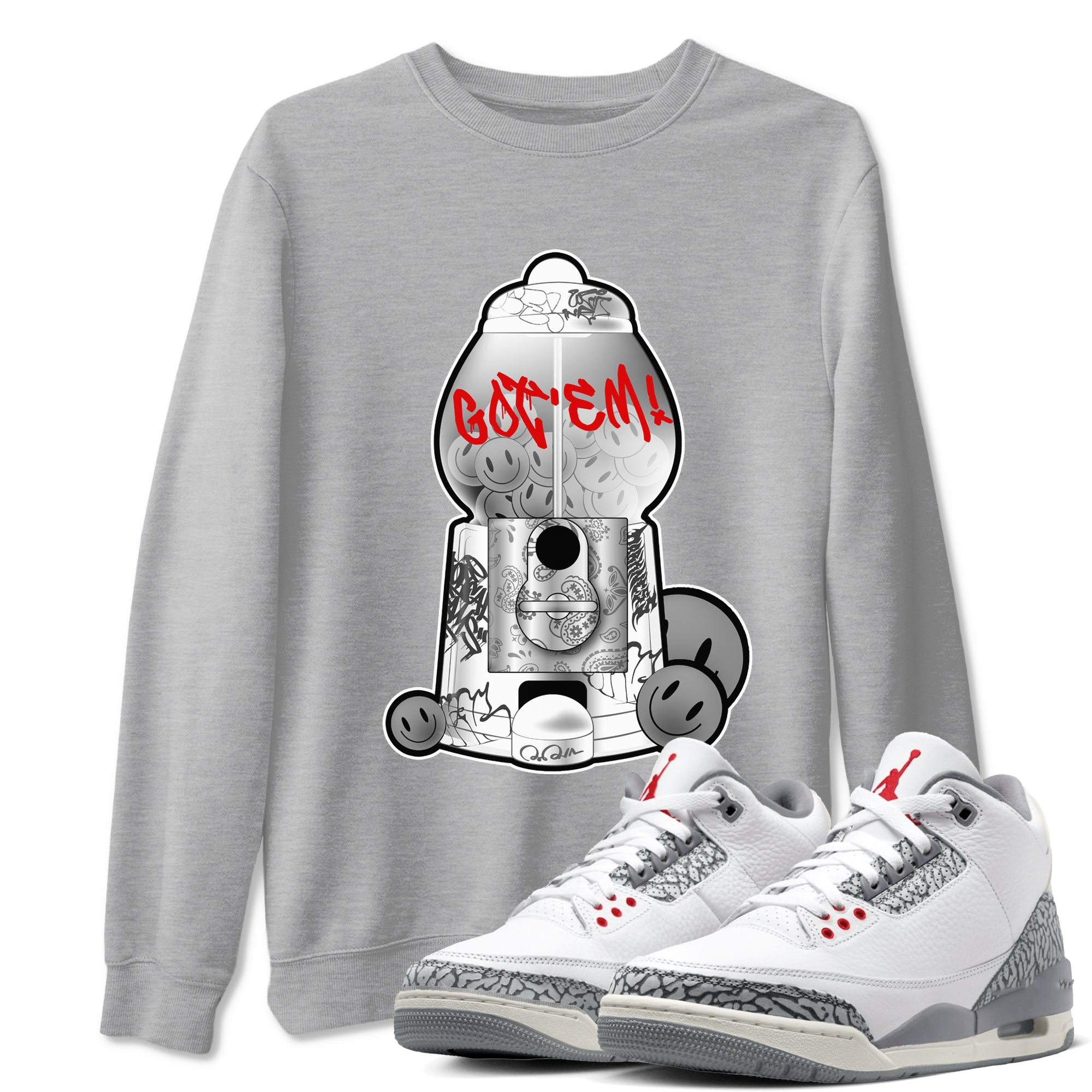 Gumball Machine snkmatch Tees - Air Jordan 3 Cement Grey