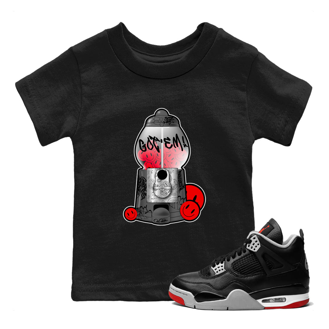 Gumball Machine snkmatch Tee Kids - Air Jordan 4 Bred Reimagined
