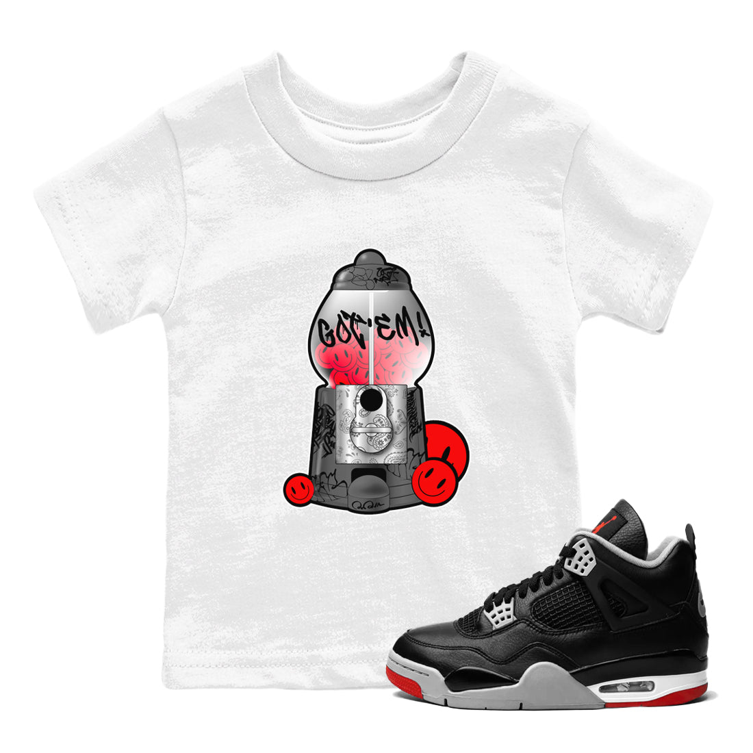 Gumball Machine snkmatch Tee Kids - Air Jordan 4 Bred Reimagined