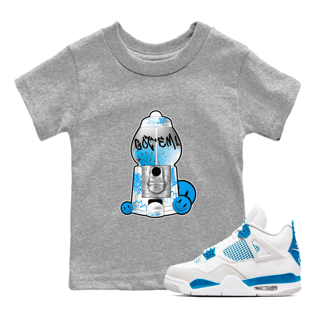 Gumball Machine snkmatch Tees Kids - Air Jordan 4 Military Blue