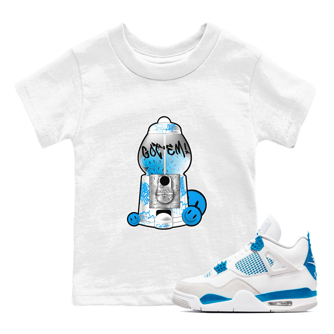 Gumball Machine snkmatch Tees Kids - Air Jordan 4 Military Blue