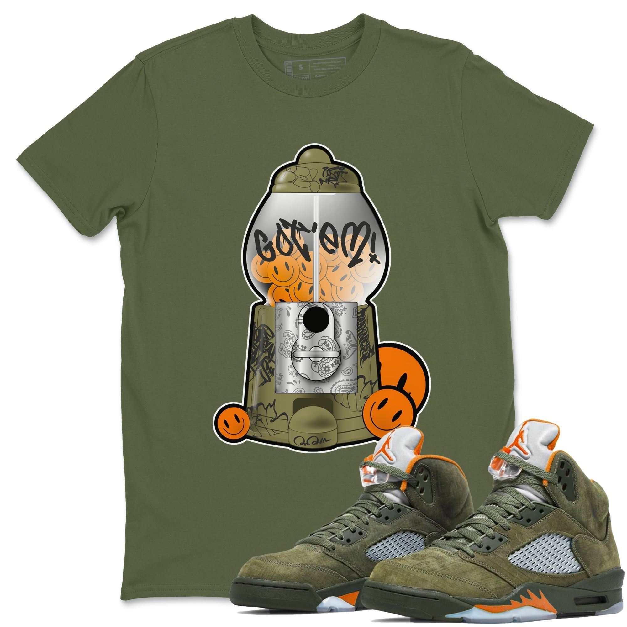 Gumball Machine snkmatch Tees - Air Jordan 5 Olive