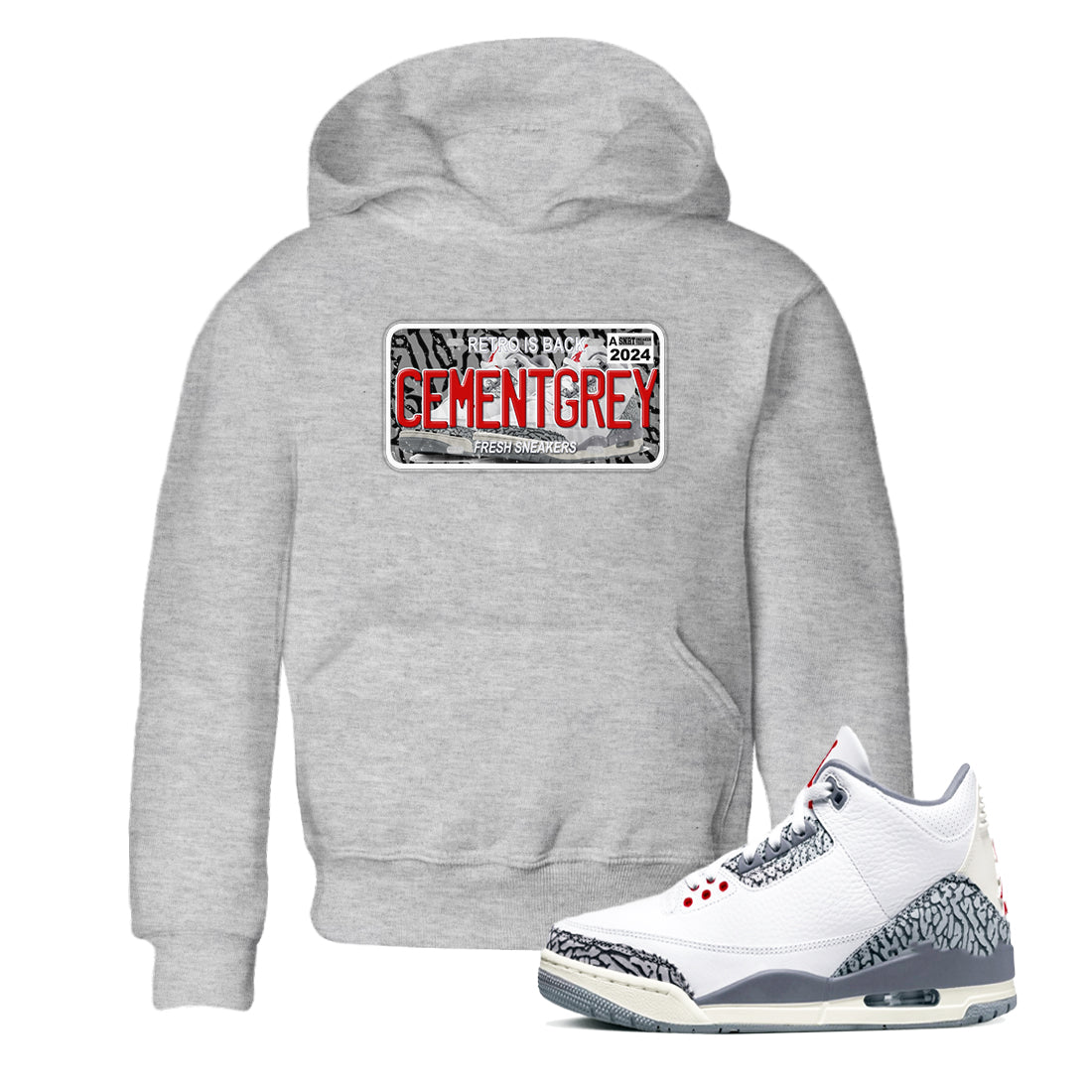 snkmatch Plate snkmatch Tees Kids - Air Jordan 3 Cement Grey