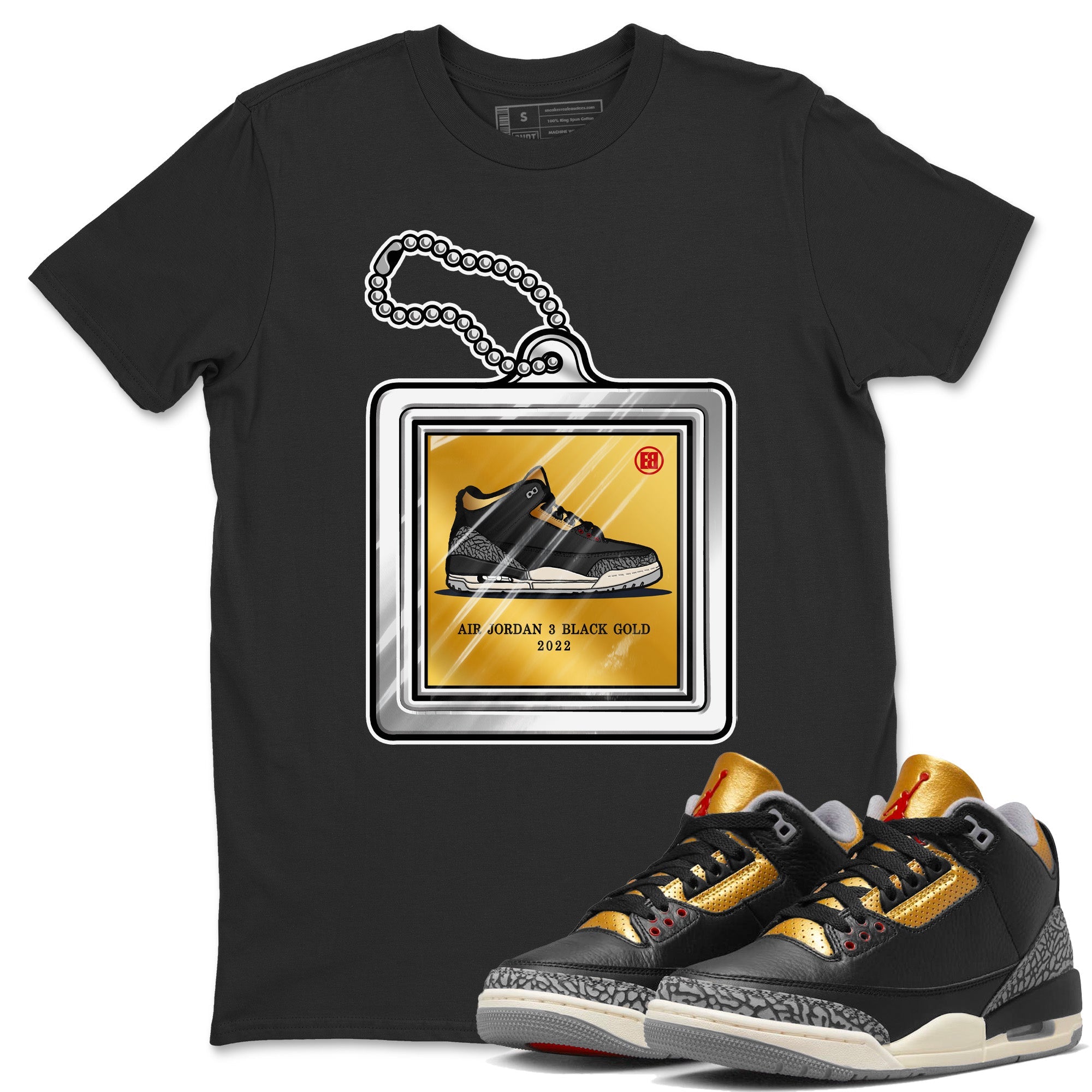 Hang Tag Unisex Tops - Air Jordan 3 Black Gold