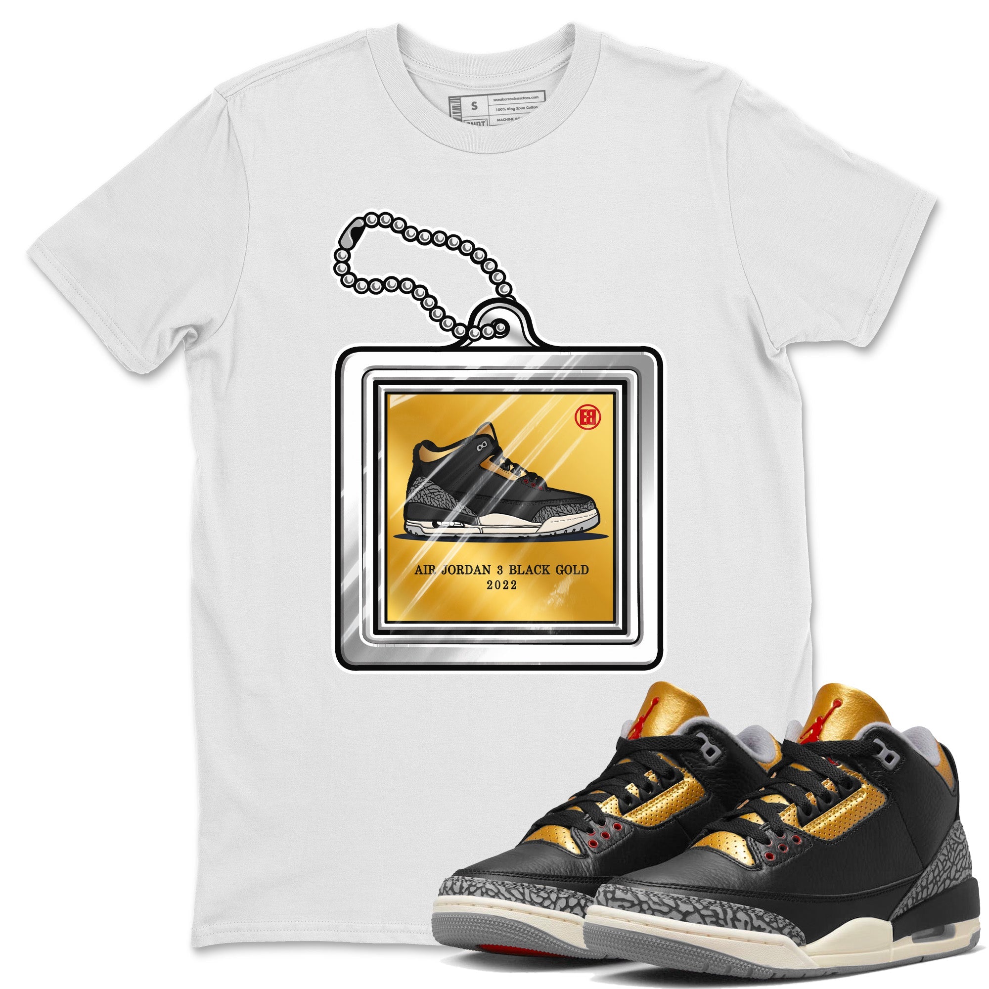 Hang Tag Unisex Tops - Air Jordan 3 Black Gold