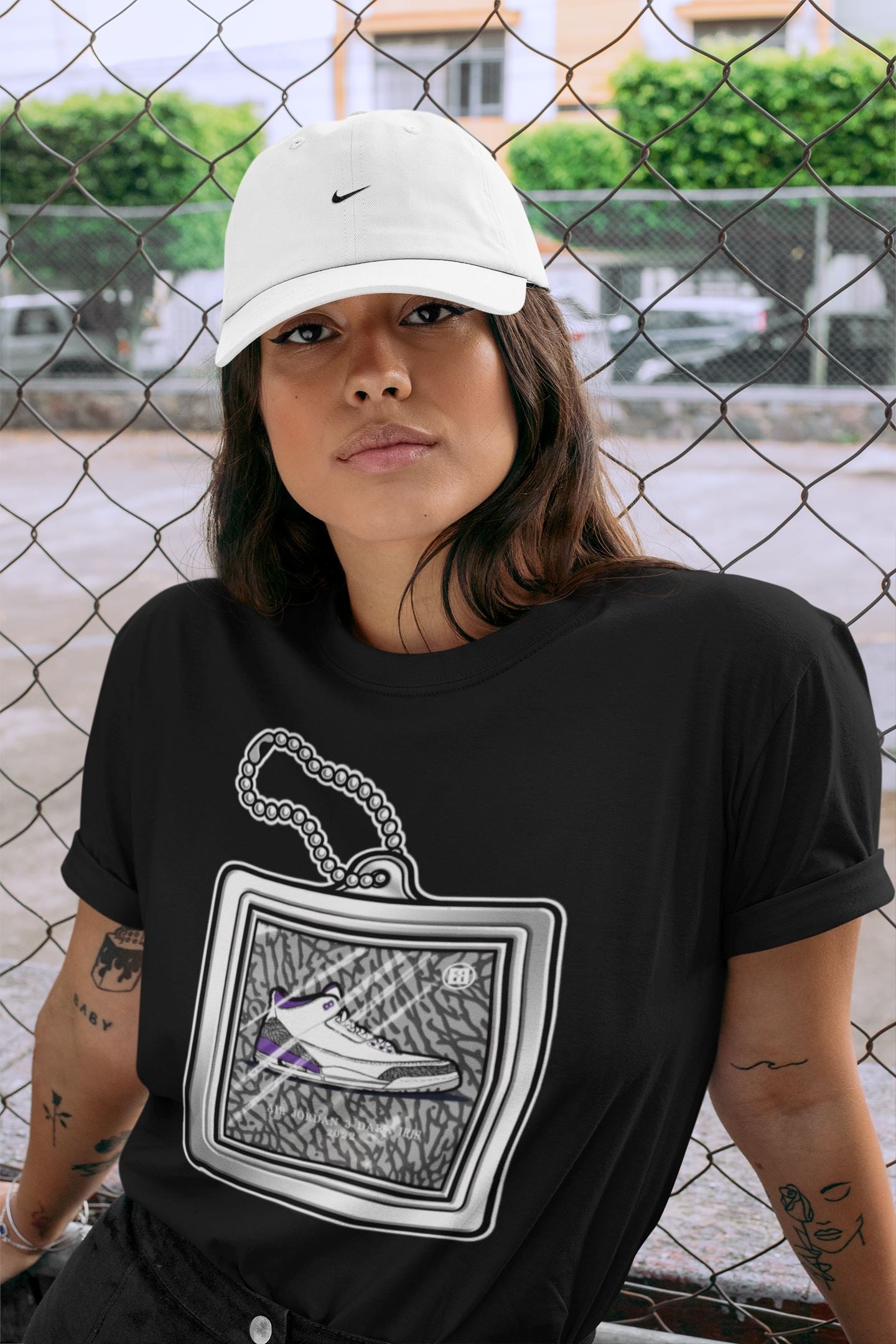 Hang Tag Unisex Tops - Air Jordan 3 Dark Iris