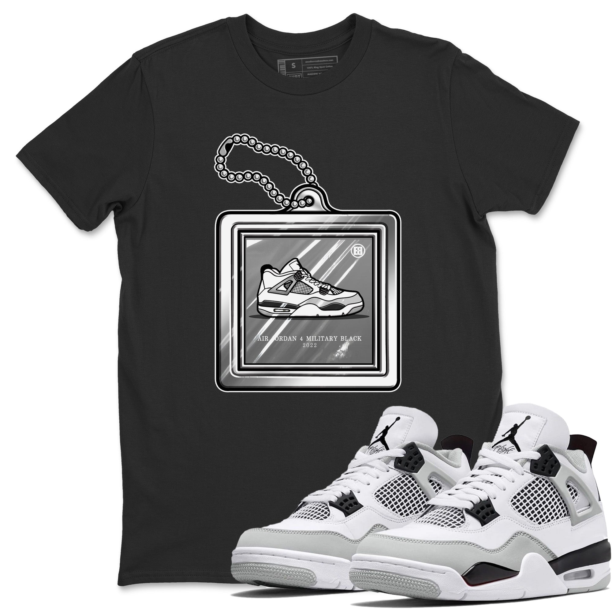 Hang Tag Unisex Tops - Air Jordan 4 Military Black