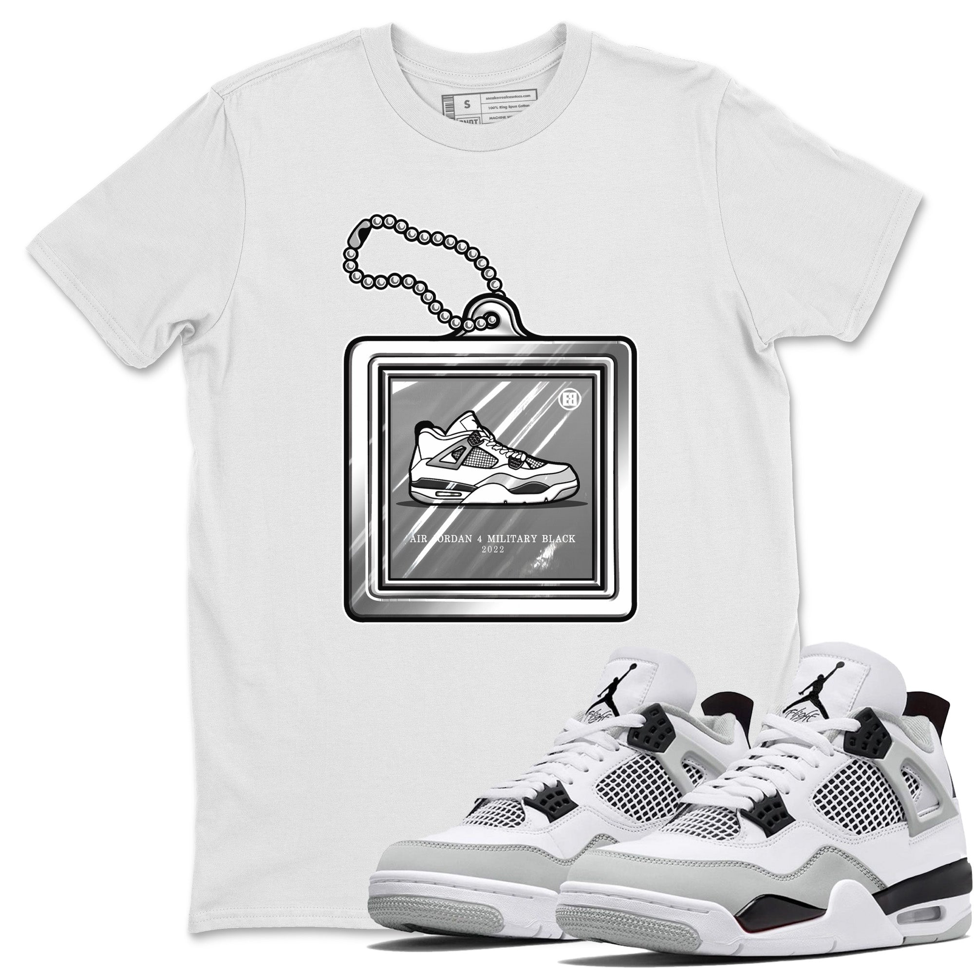 Hang Tag Unisex Tops - Air Jordan 4 Military Black