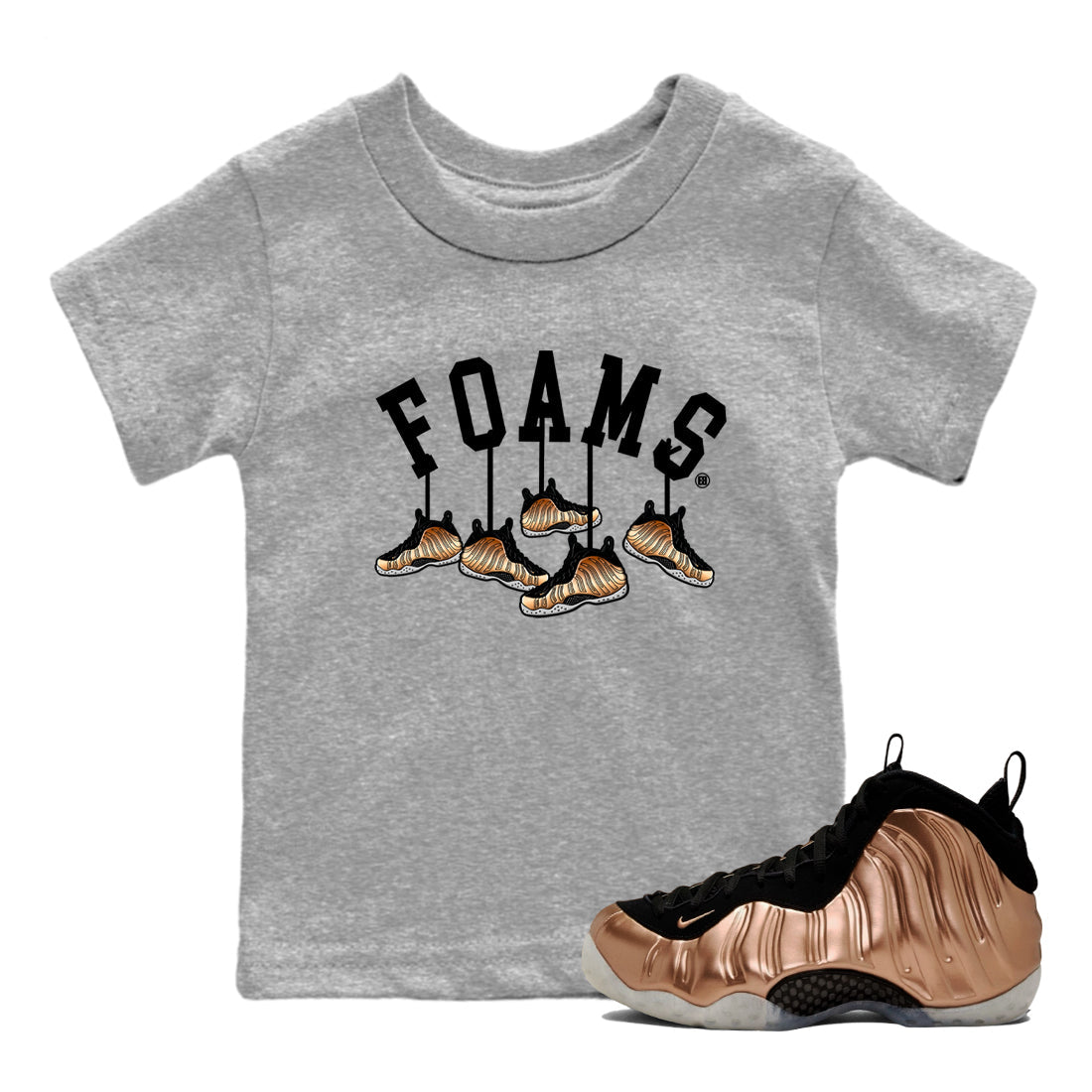 Hanging snkmatchs snkmatch Tees Kids - Air Foamposite One Metallic Copper