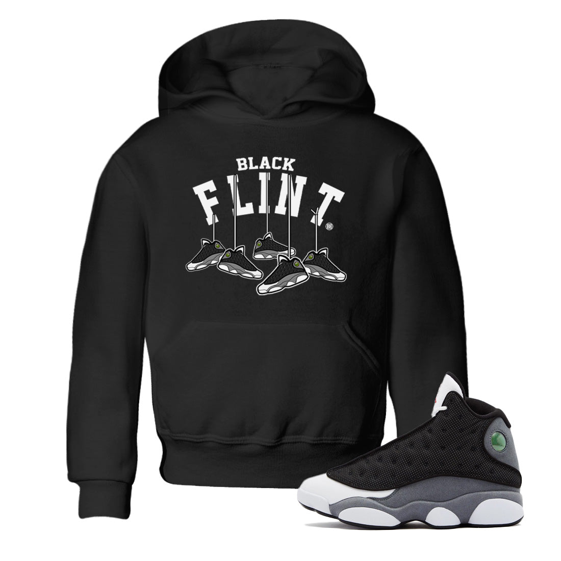 Hanging snkmatchs Kids Tops - Air Jordan 13 Black Flint