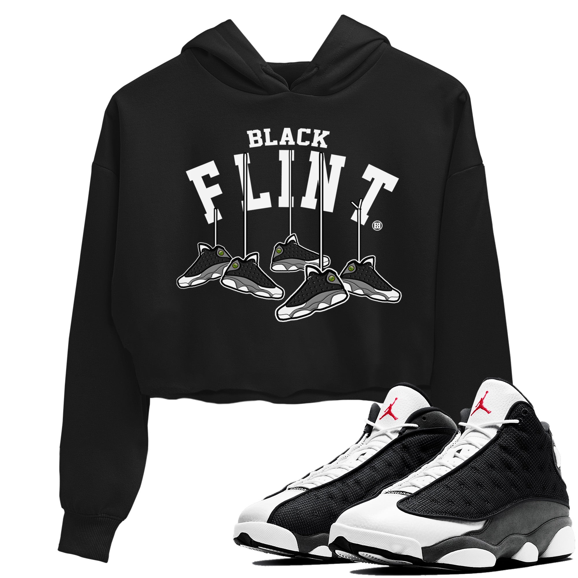 Hanging snkmatchs Women's Tops - Air Jordan 13 Black Flint