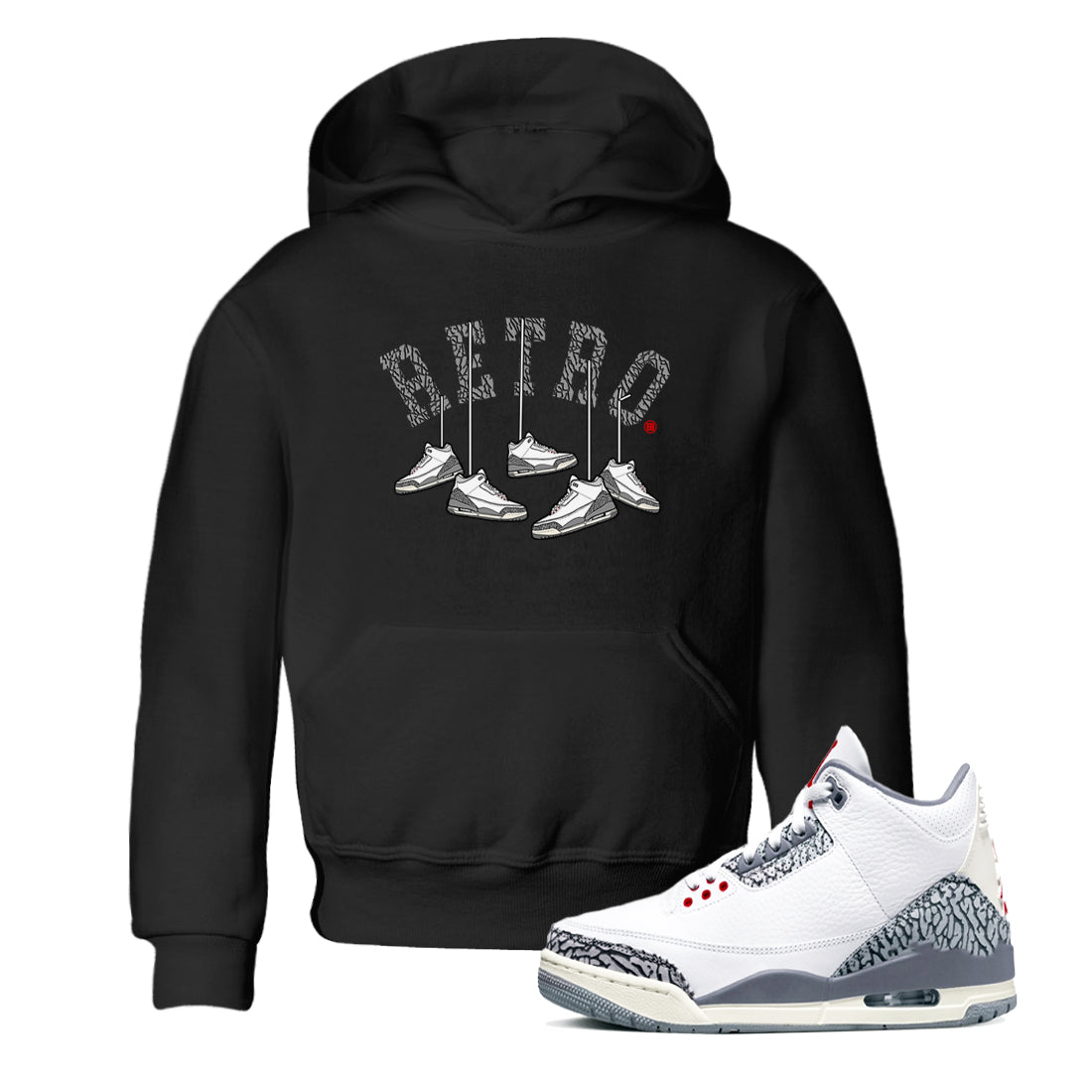 Hanging snkmatchs snkmatch Tees Kids - Air Jordan 3 Cement Grey