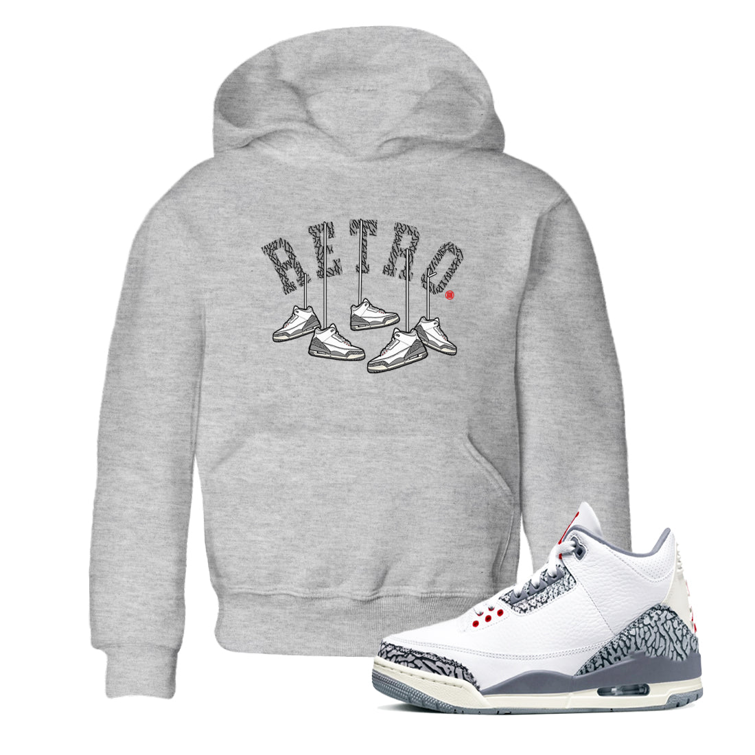 Hanging snkmatchs snkmatch Tees Kids - Air Jordan 3 Cement Grey