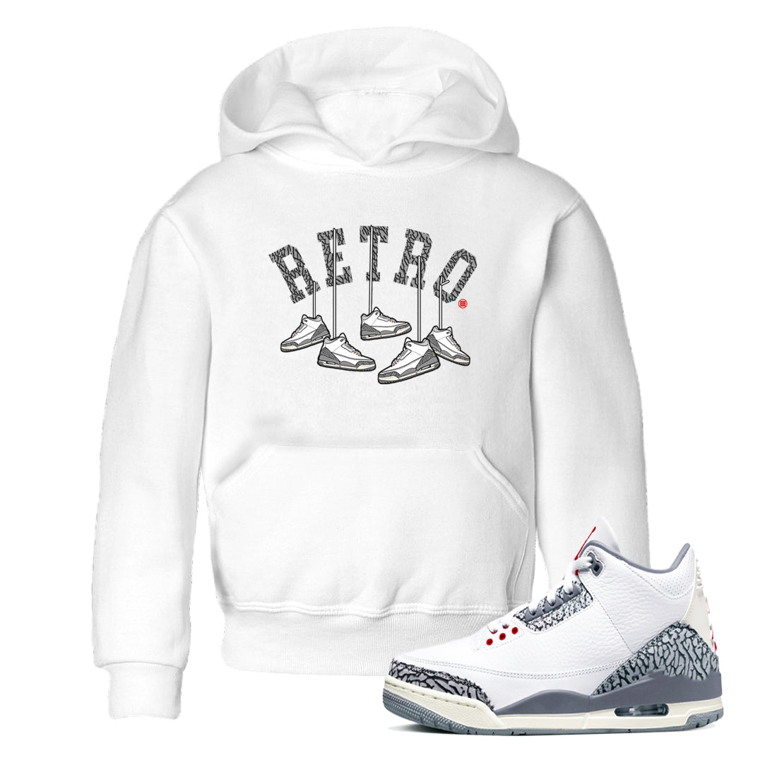 Hanging snkmatchs snkmatch Tees Kids - Air Jordan 3 Cement Grey