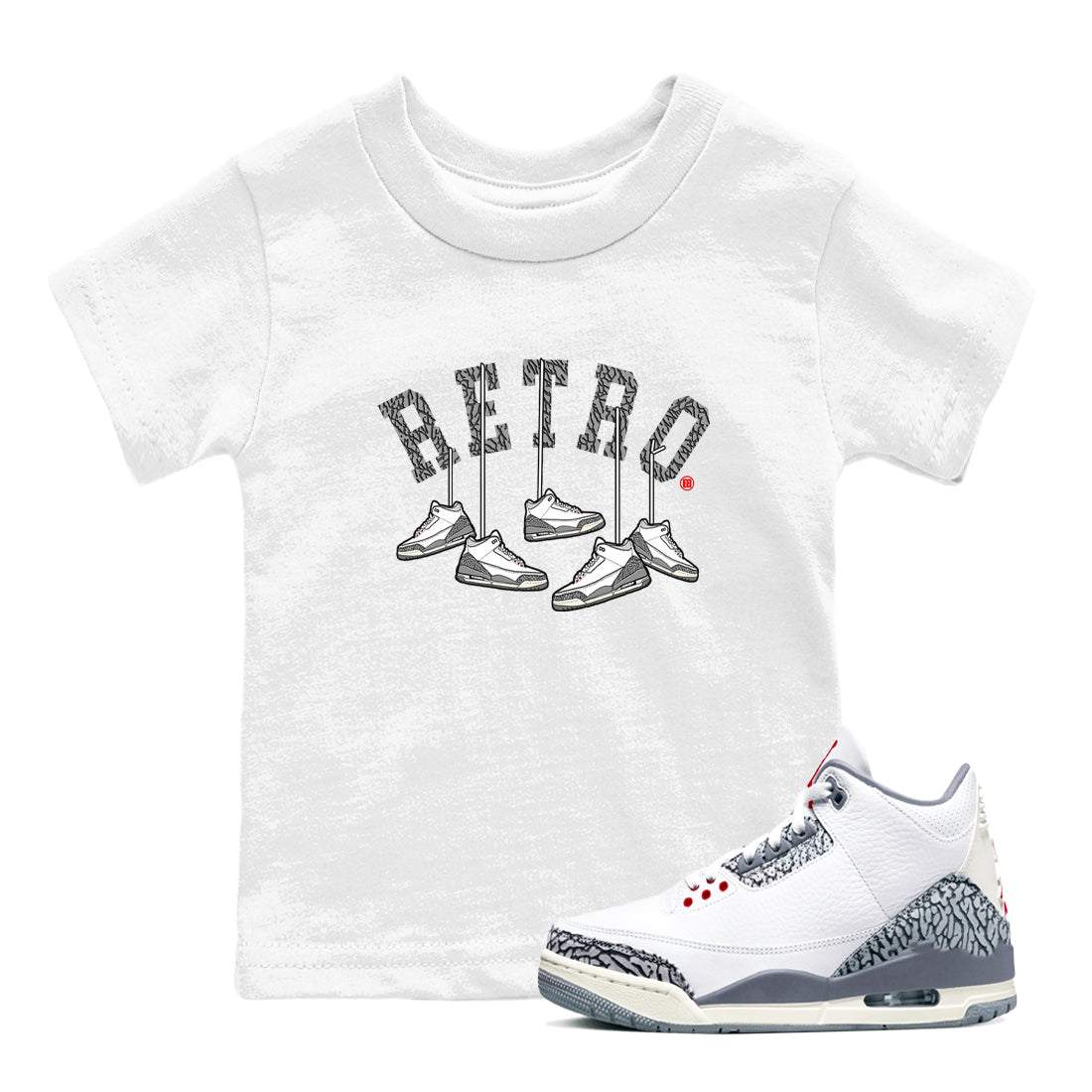 Hanging snkmatchs snkmatch Tees Kids - Air Jordan 3 Cement Grey