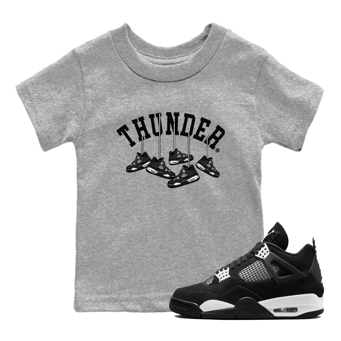 Hanging snkmatchs snkmatch Tees Kids - Air Jordan 4 White Thunder