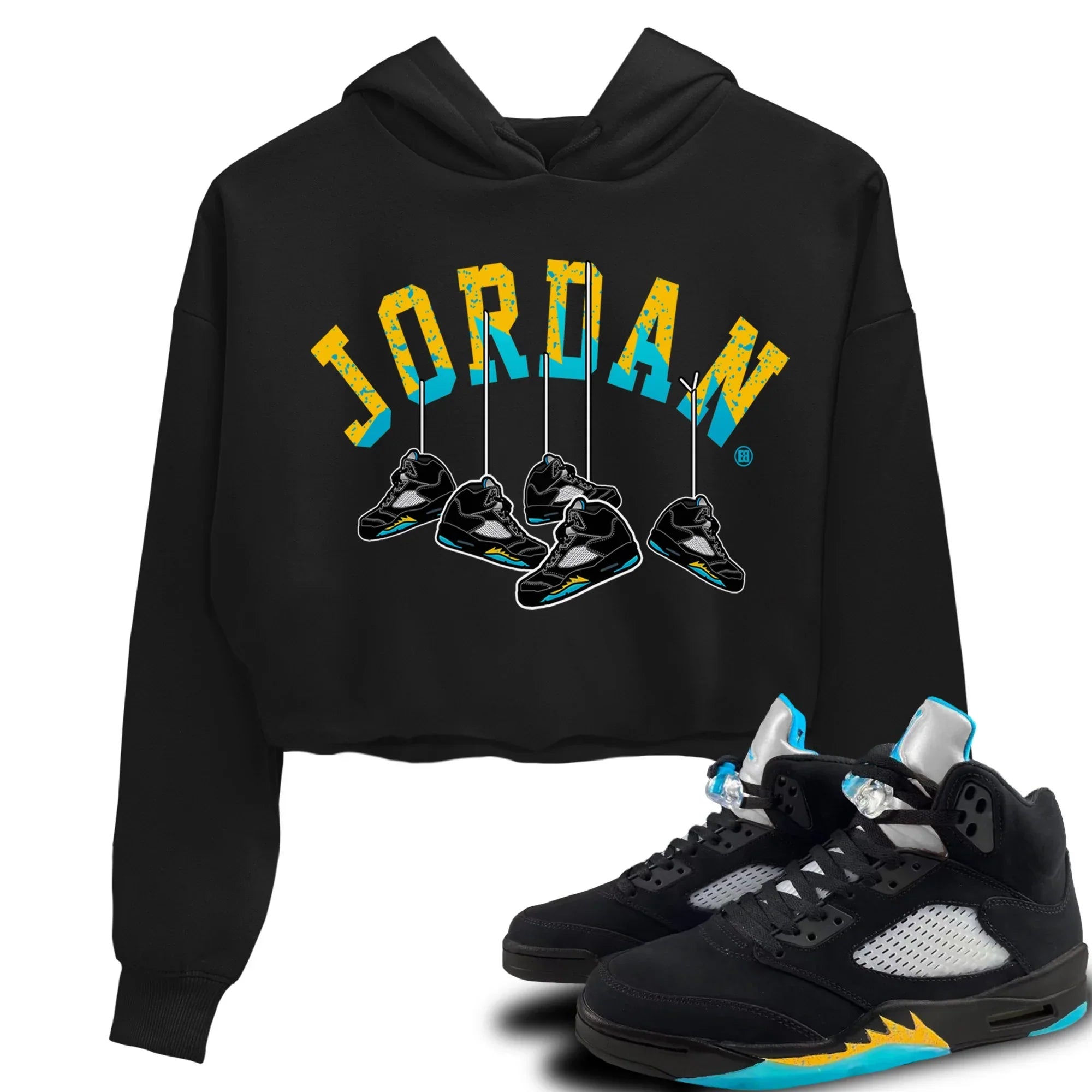 Hanging snkmatchs Women's Tops - Air Jordan 5 Aqua
