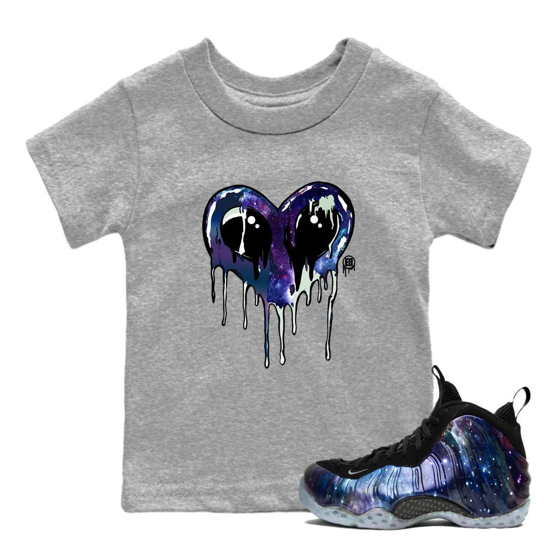 Heart Alien snkmatch Tees Kids - Air Foamposite One Galaxy