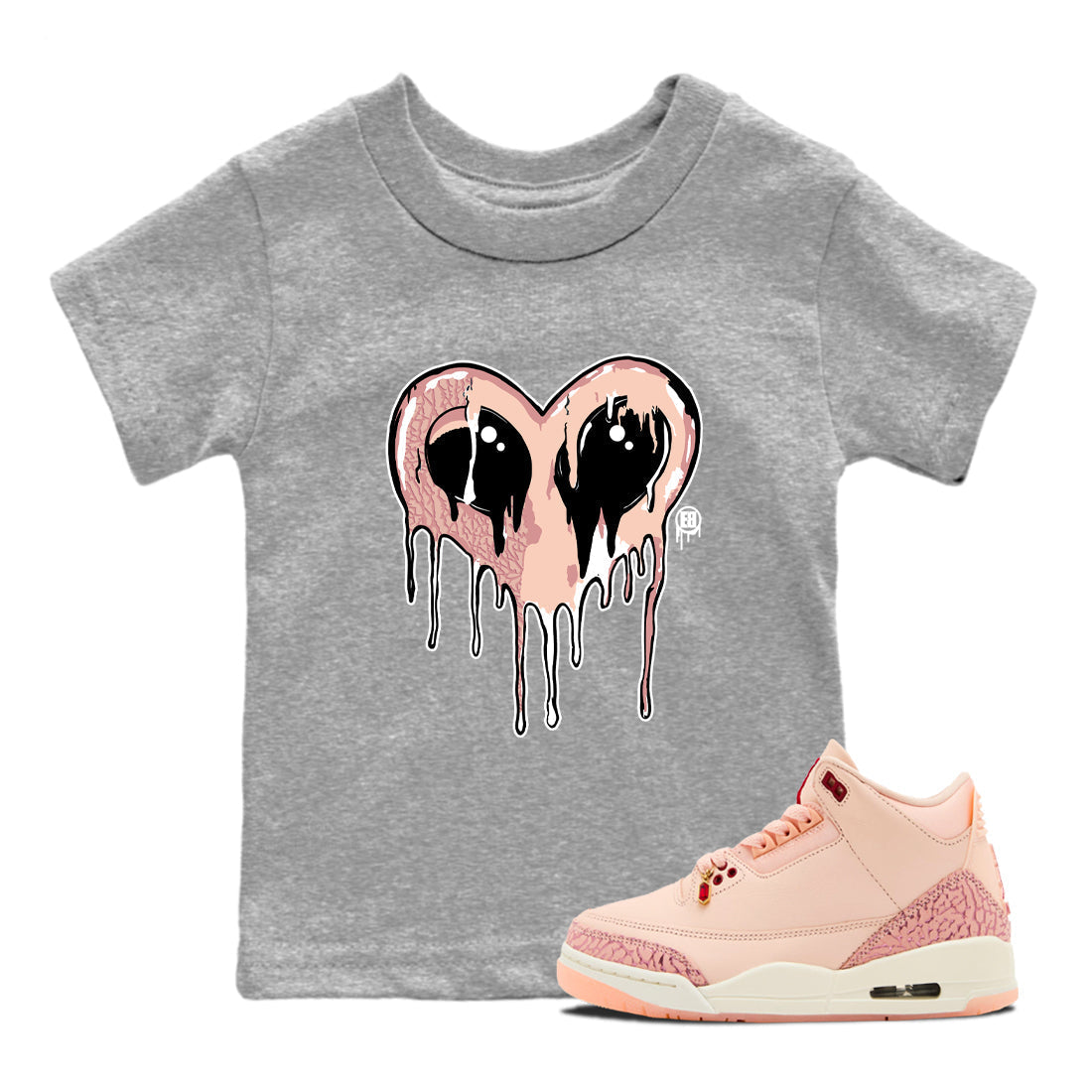 Heart Alien snkmatch Tees Kids - Air Jordan 3 Valentines Day