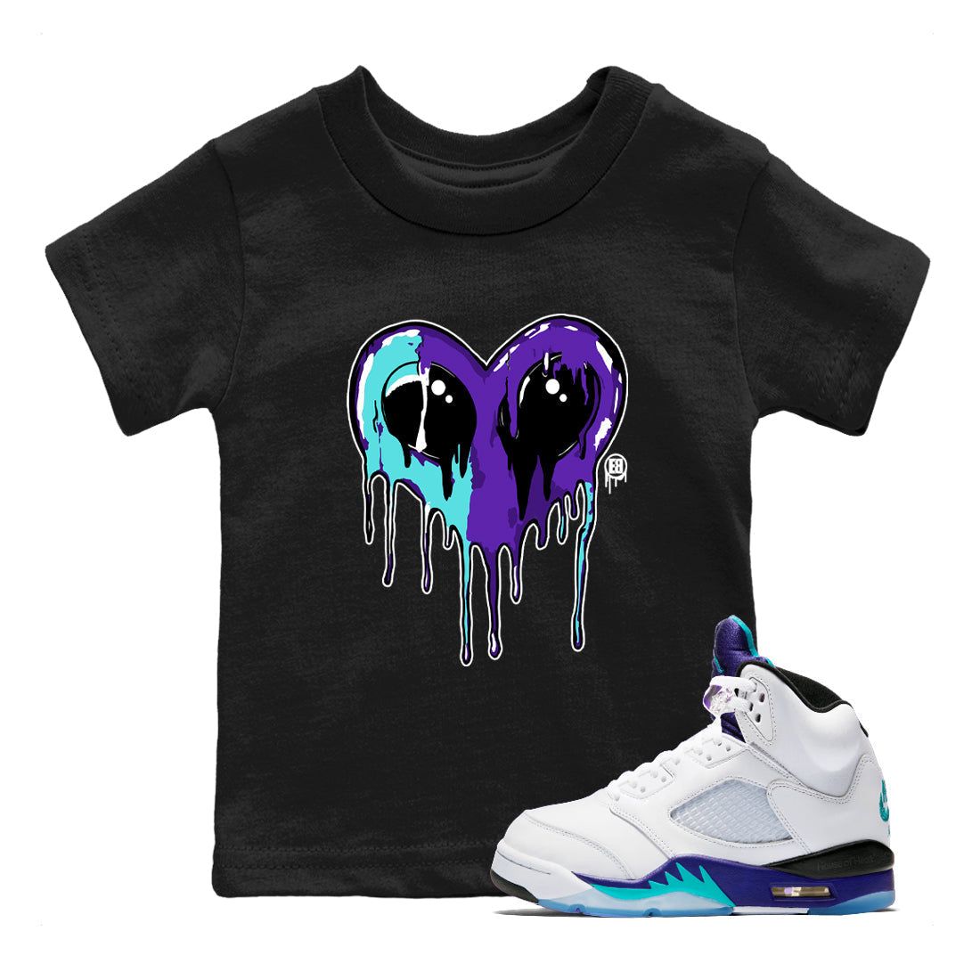 Heart Alien snkmatch Tees Kids - Air Jordan 5 Grape