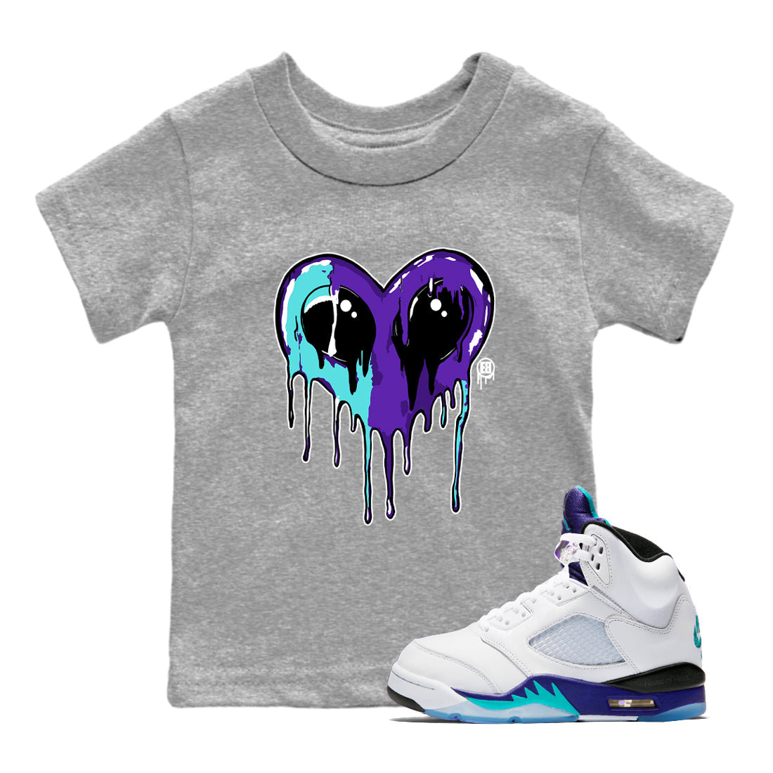 Heart Alien snkmatch Tees Kids - Air Jordan 5 Grape
