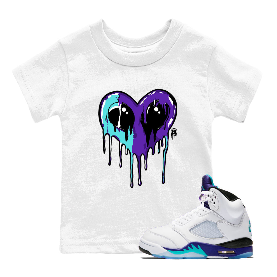 Heart Alien snkmatch Tees Kids - Air Jordan 5 Grape