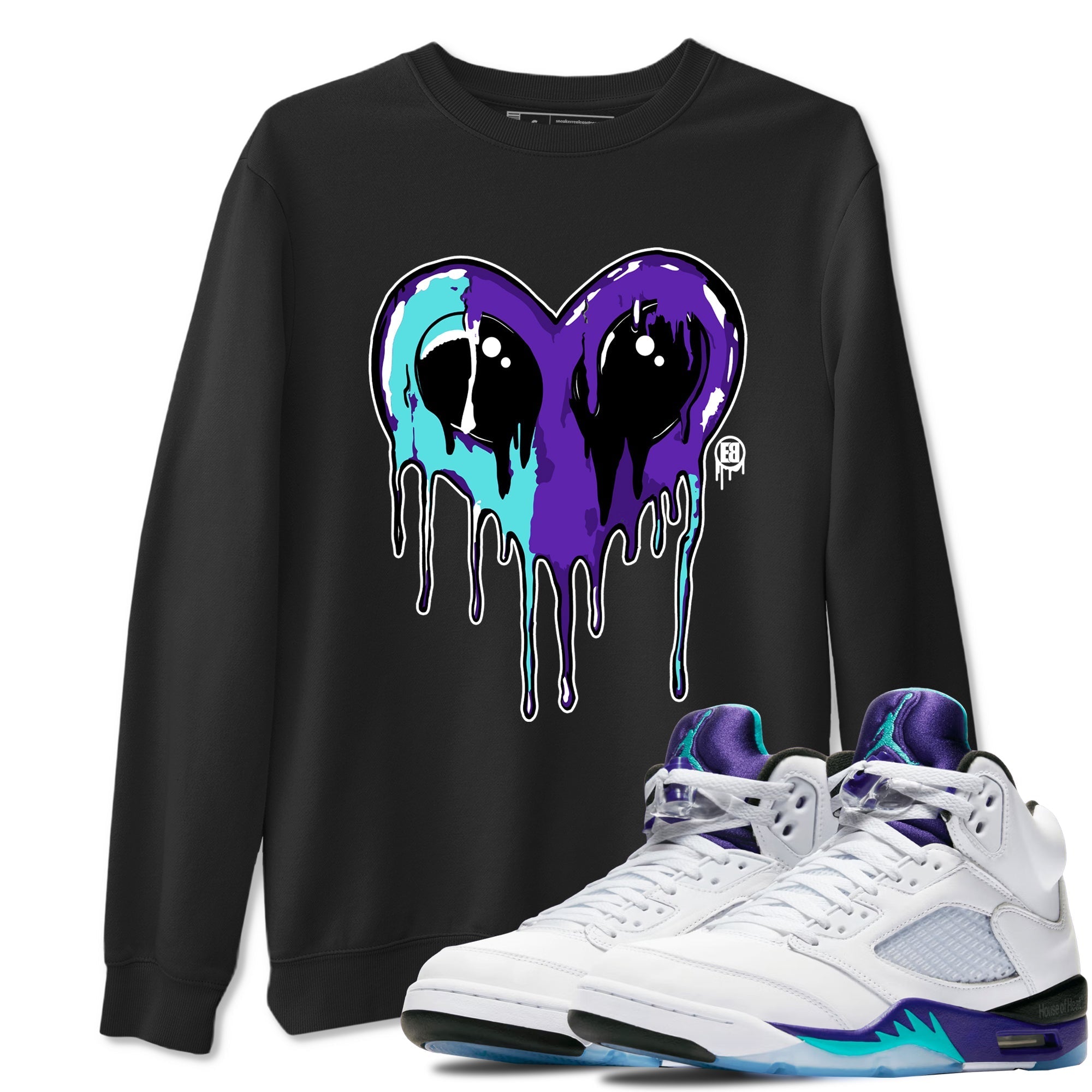 Heart Alien snkmatch Tees - Air Jordan 5 Grape