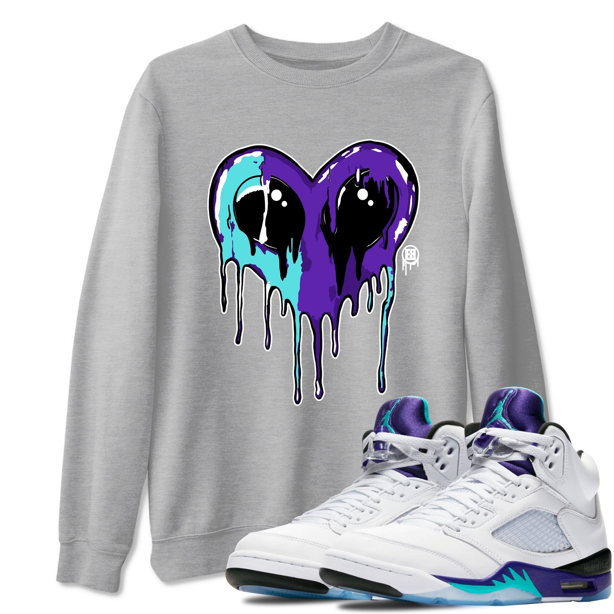 Heart Alien snkmatch Tees - Air Jordan 5 Grape