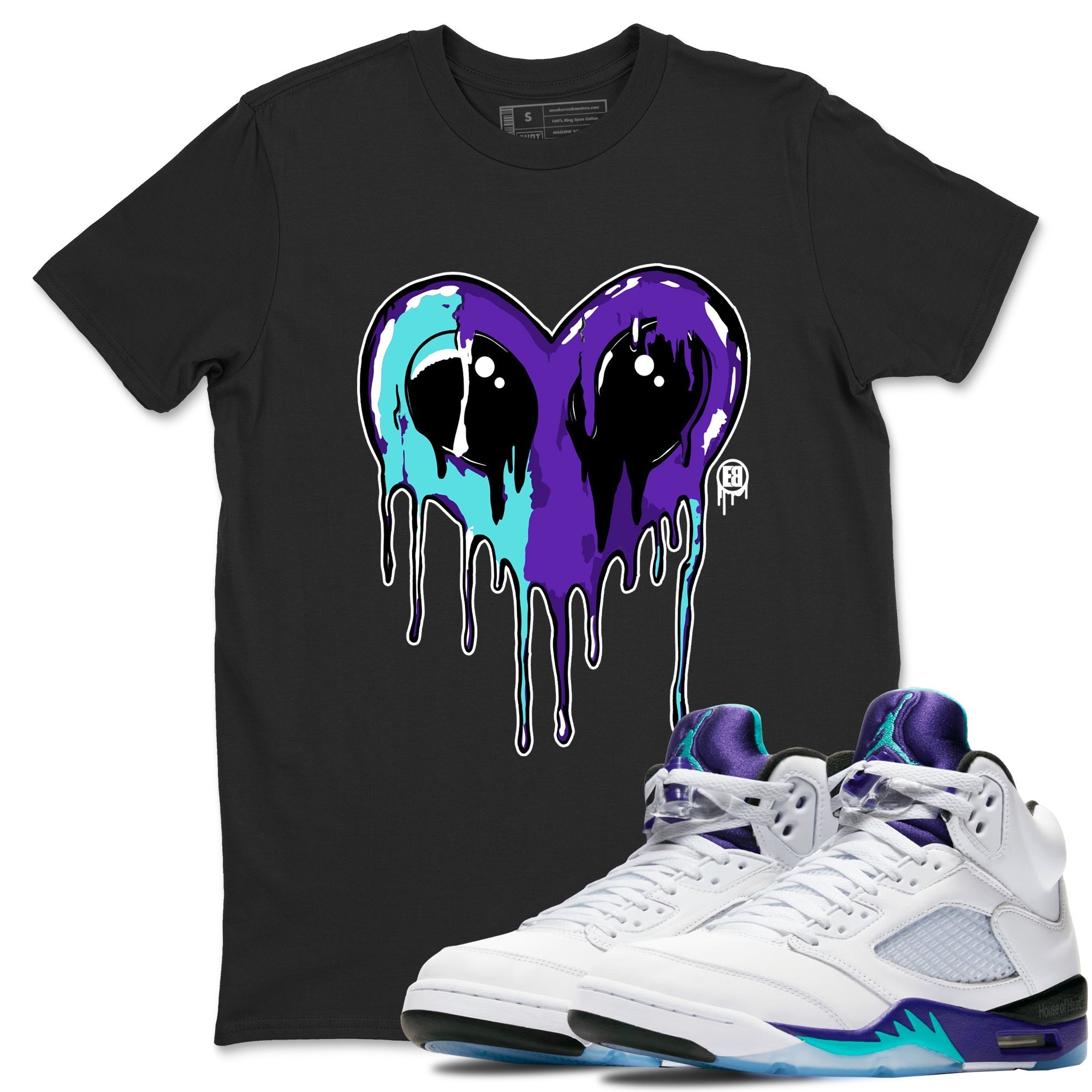 Heart Alien snkmatch Tees - Air Jordan 5 Grape