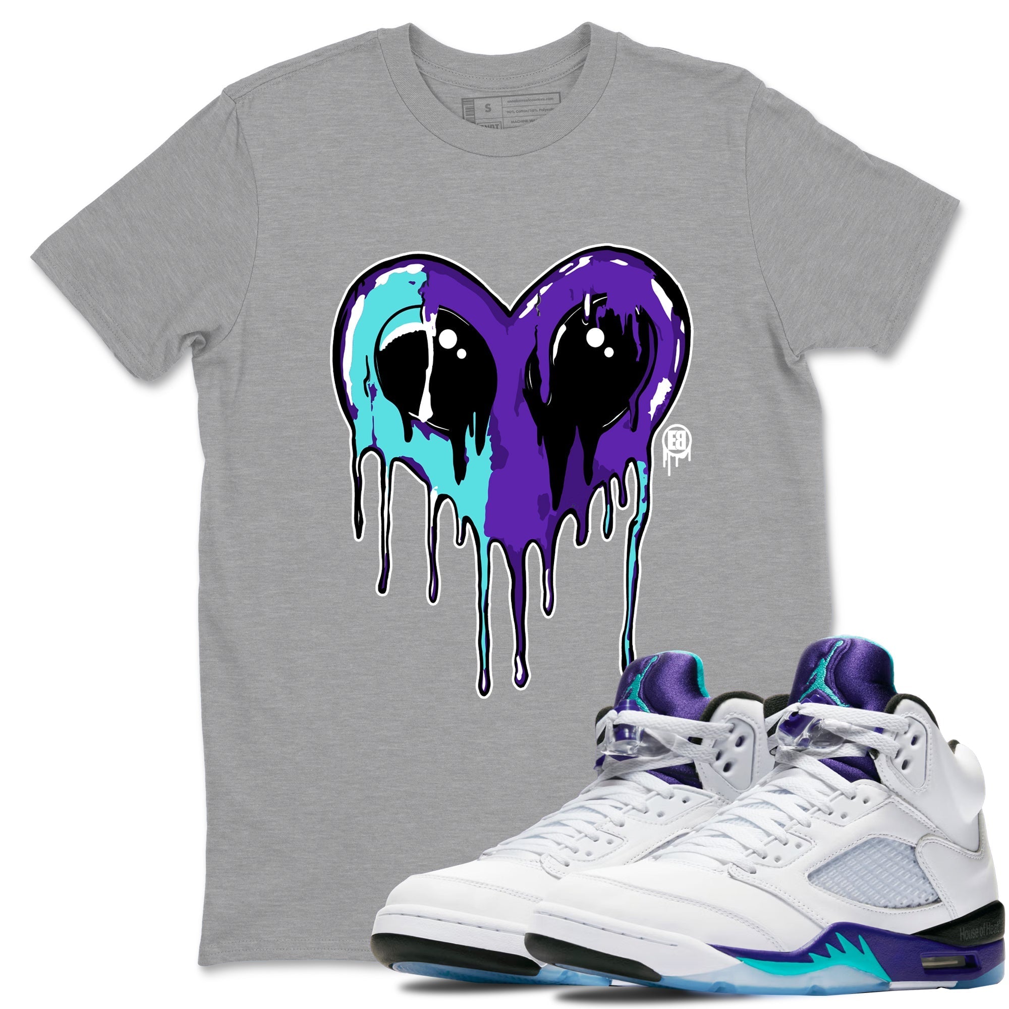 Heart Alien snkmatch Tees - Air Jordan 5 Grape