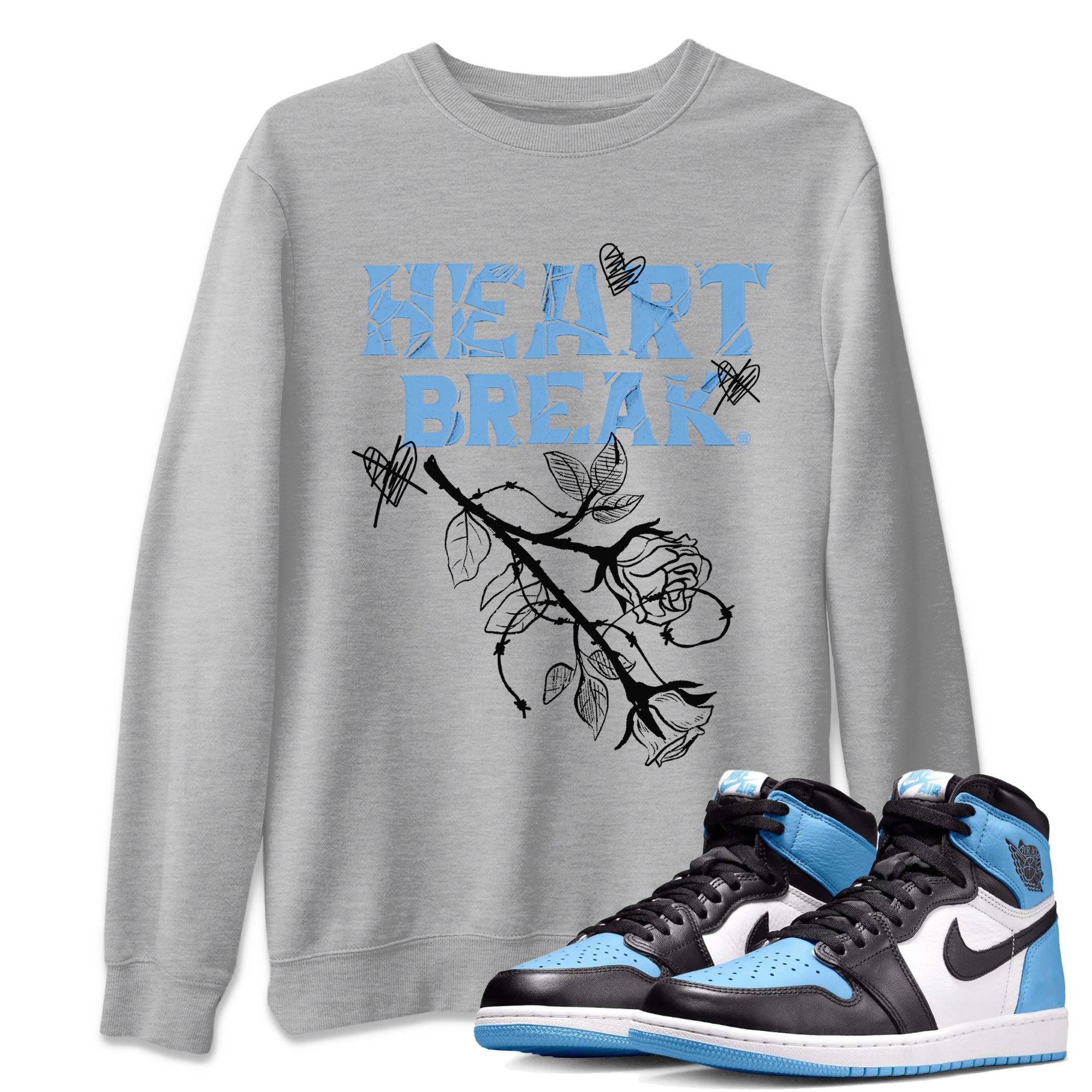 Heart Break Unisex Tops - Air Jordan 1 UNC Toe