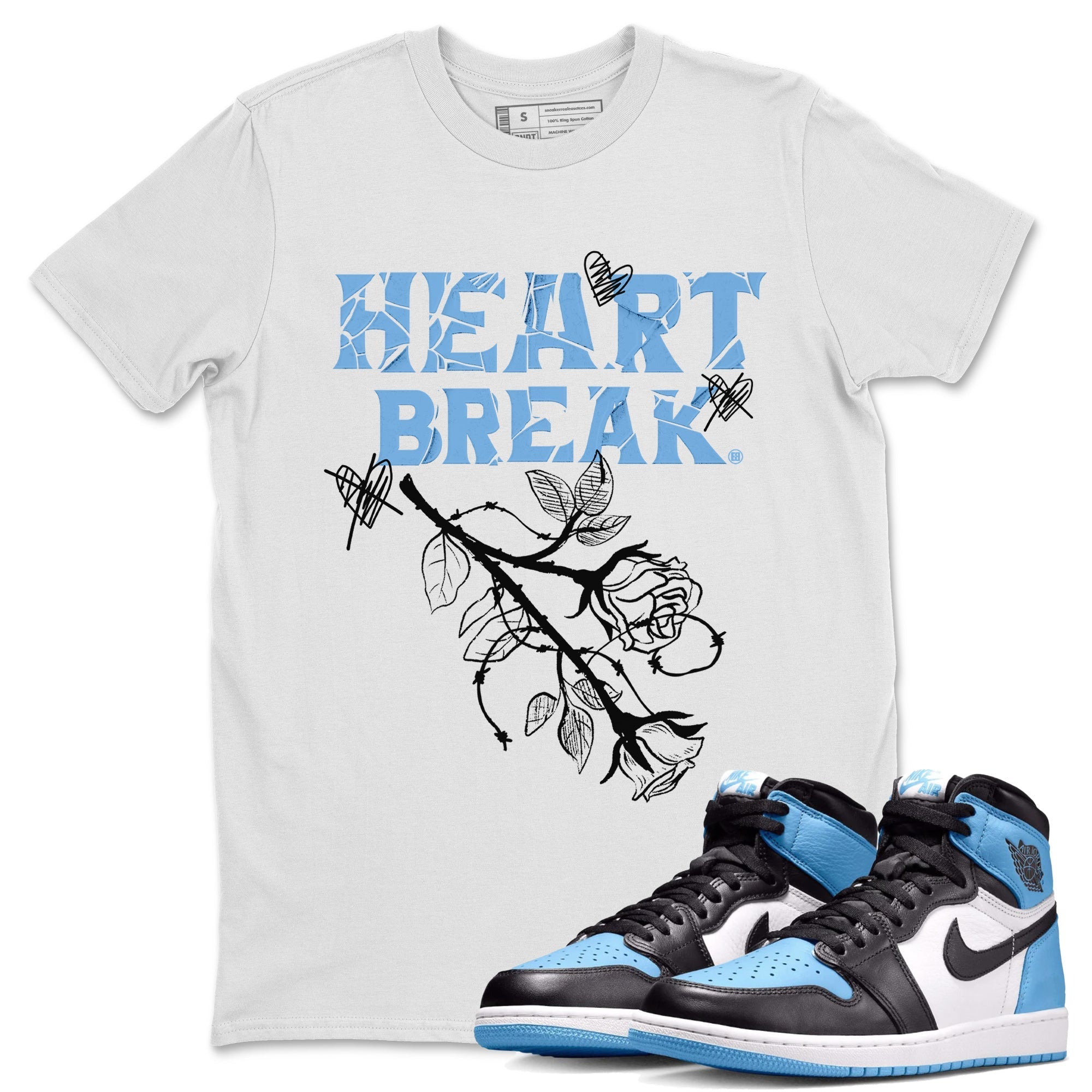 Heart Break Unisex Tops - Air Jordan 1 UNC Toe