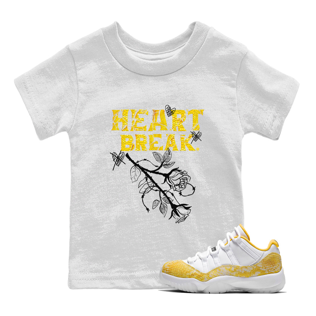 Heart Break Kids Tops - Air Jordan 11 Yellow Python